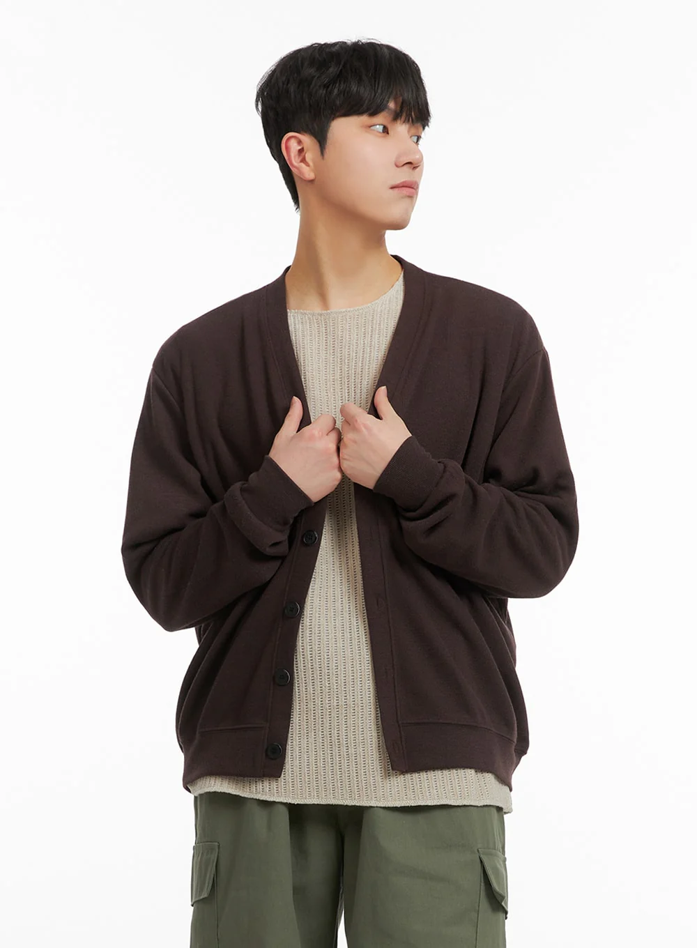 Men's Solid Cotton Cardigan IA402 - Image 4