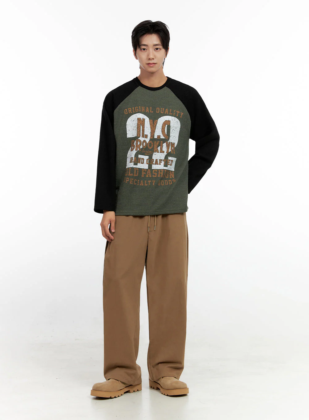 Men's Solid Pintuck Wide-Leg Trousers IN411 - Image 3