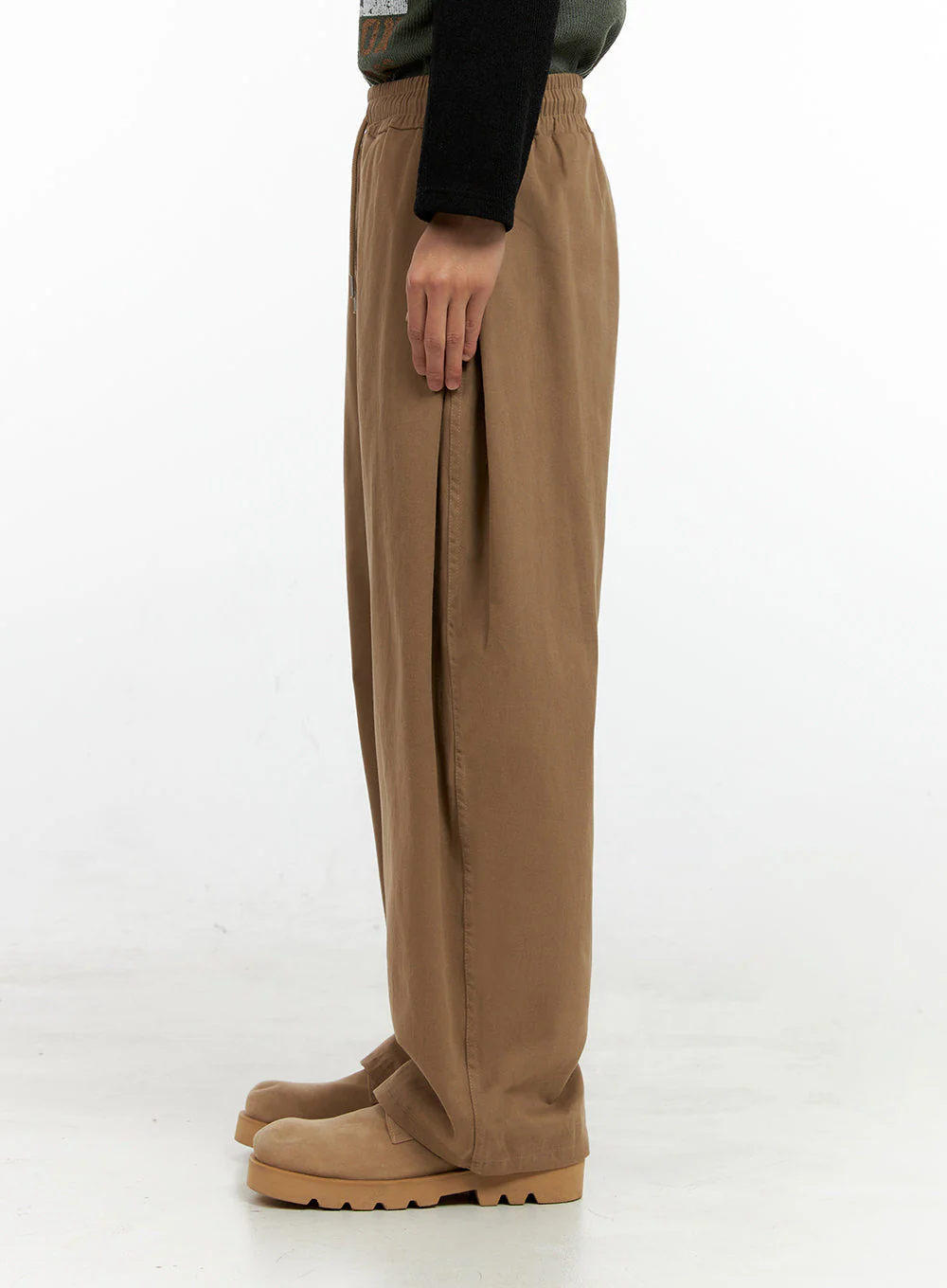 Men's Solid Pintuck Wide-Leg Trousers IN411 - Image 4
