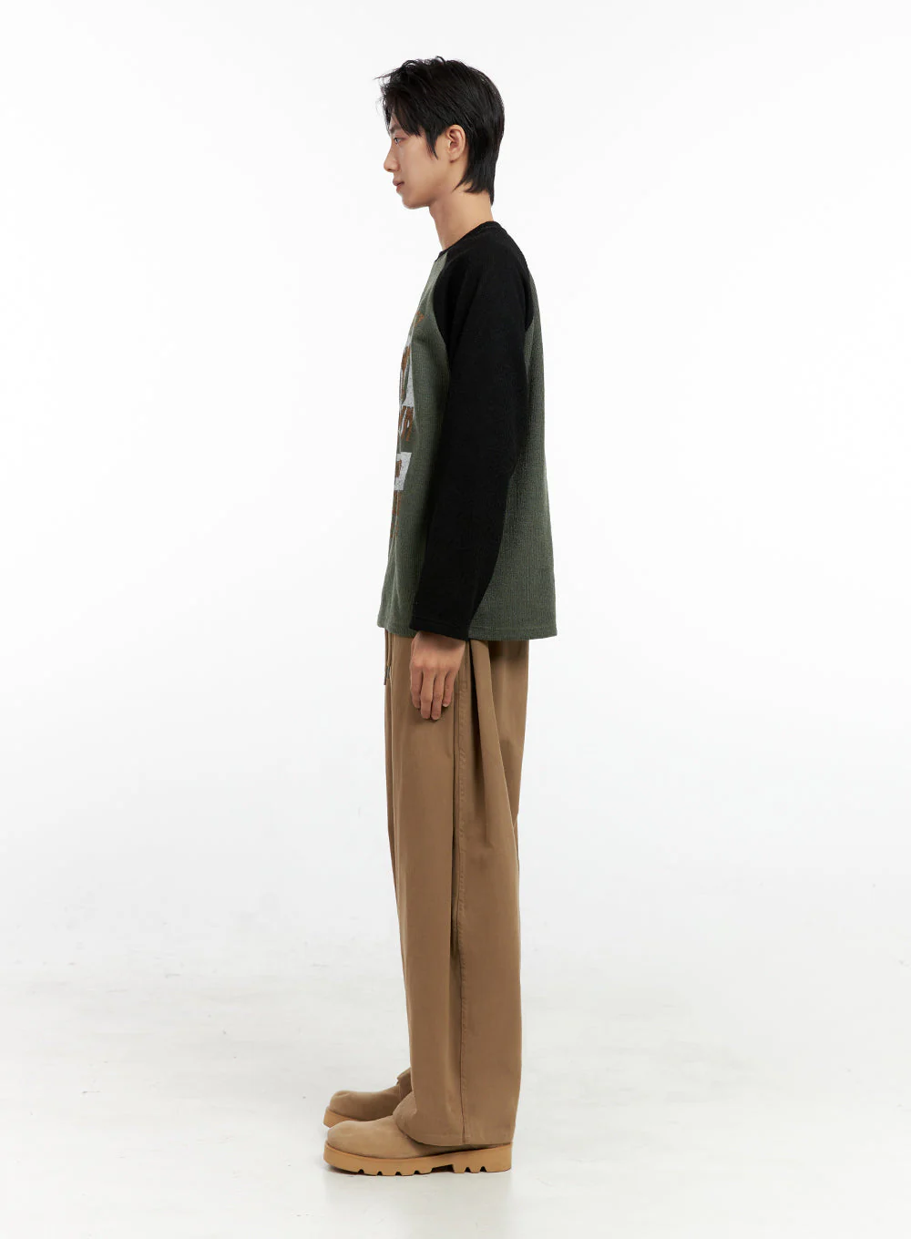 Men's Solid Pintuck Wide-Leg Trousers IN411 - Image 7
