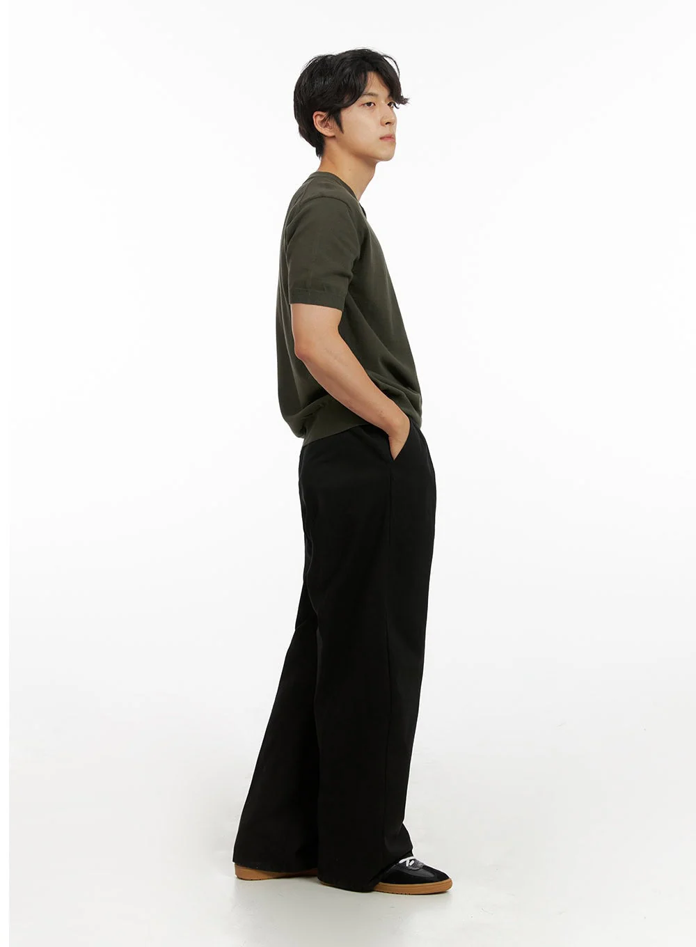 Men's Solid Wide-Fit Pants IG409 - Image 6