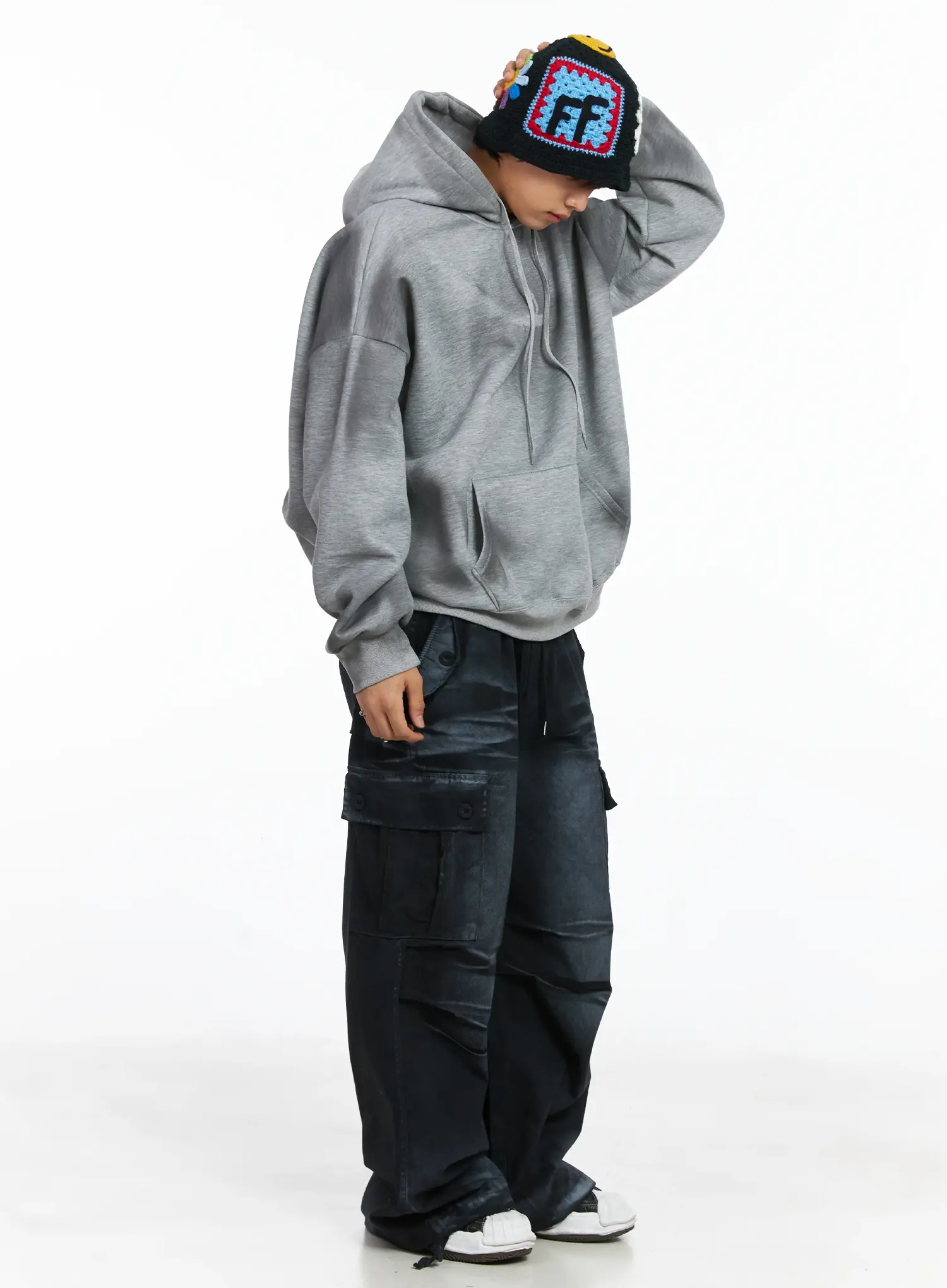 Men's Spray Wash Wide-Leg Cargo Pants IJ512 - Image 12