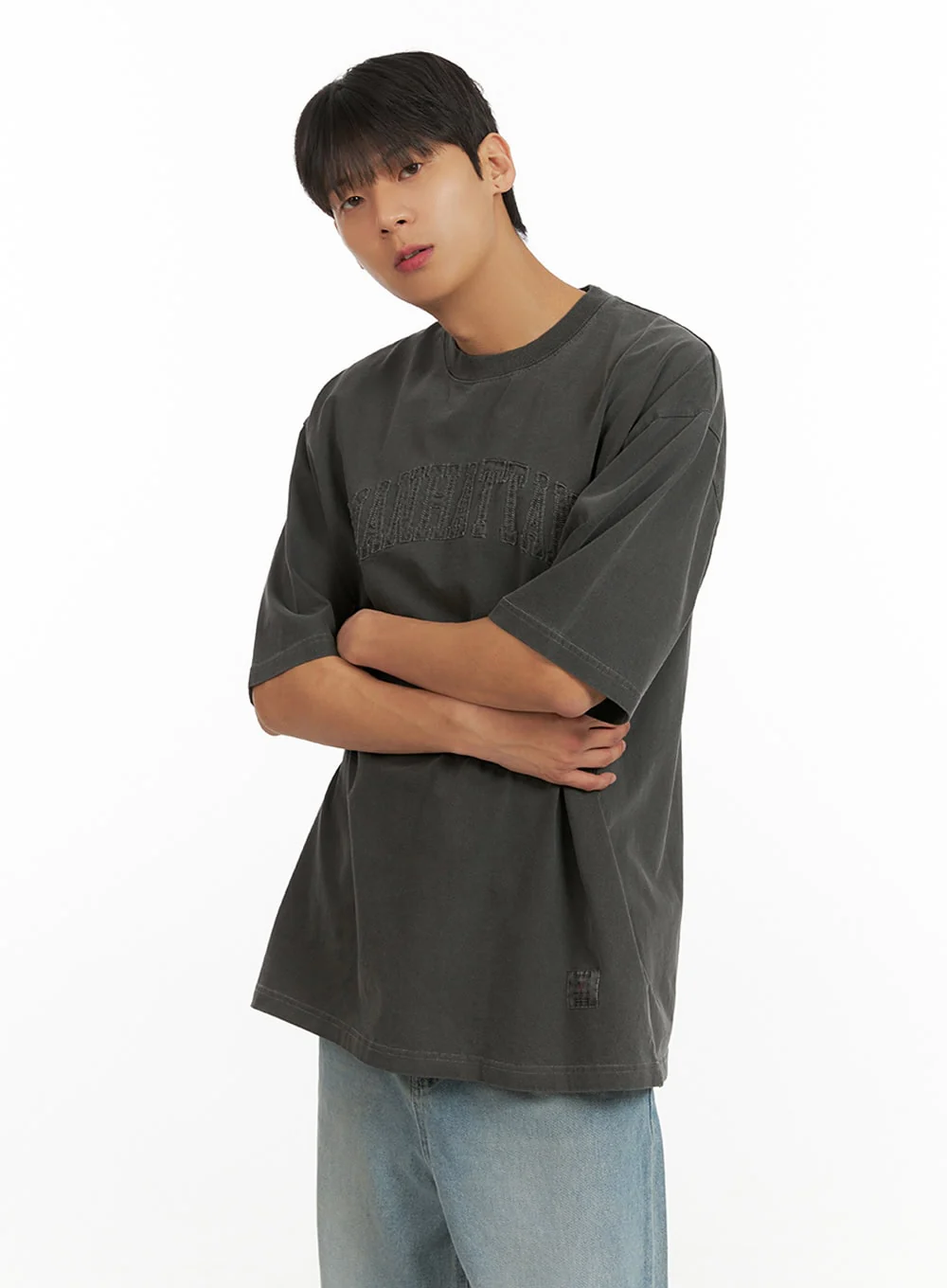 Men's Stitched Lettering T-Shirt IU419 - Image 4