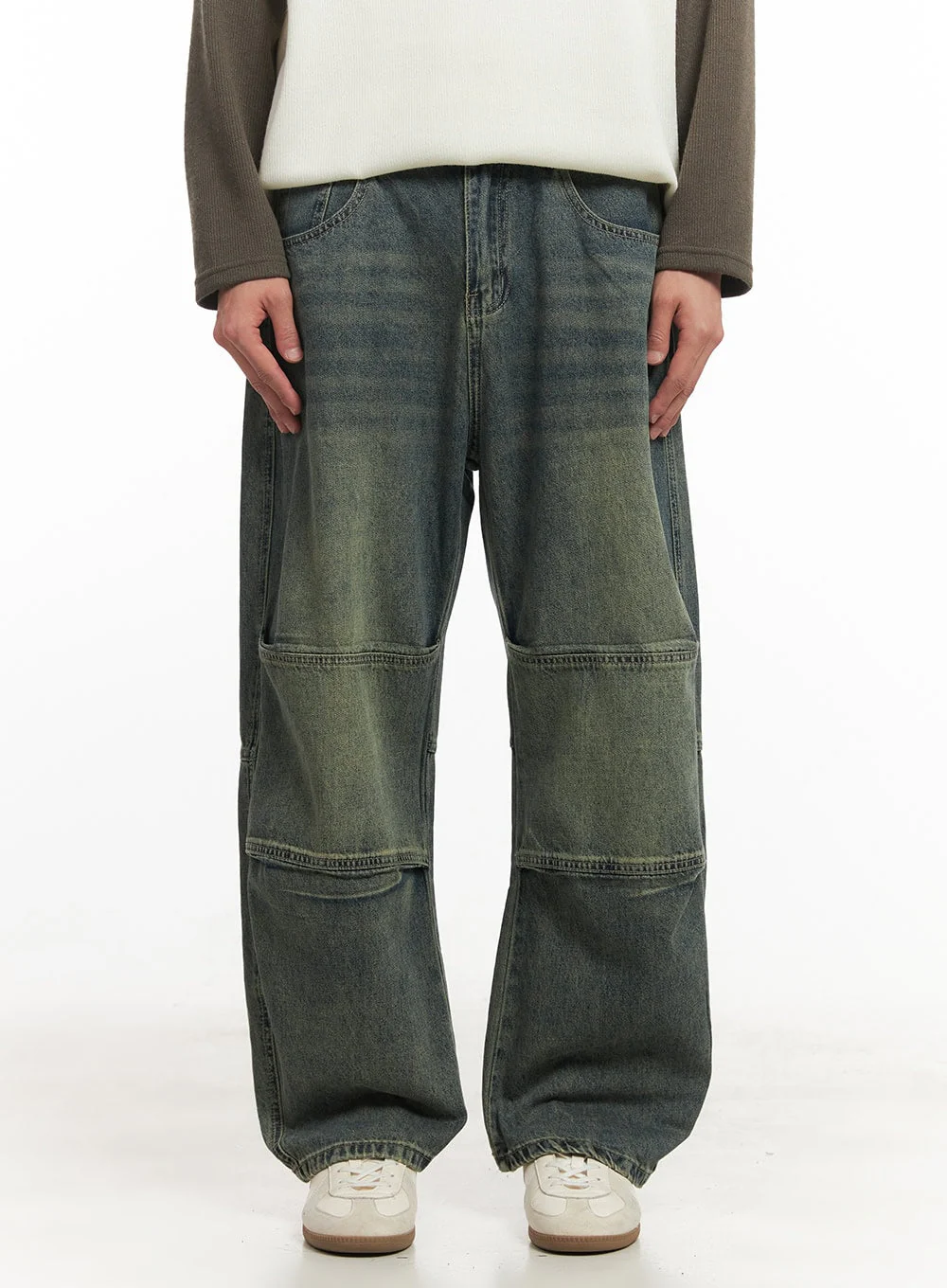 Men's Stitched Wide-Leg Jeans IA511 - Image 2