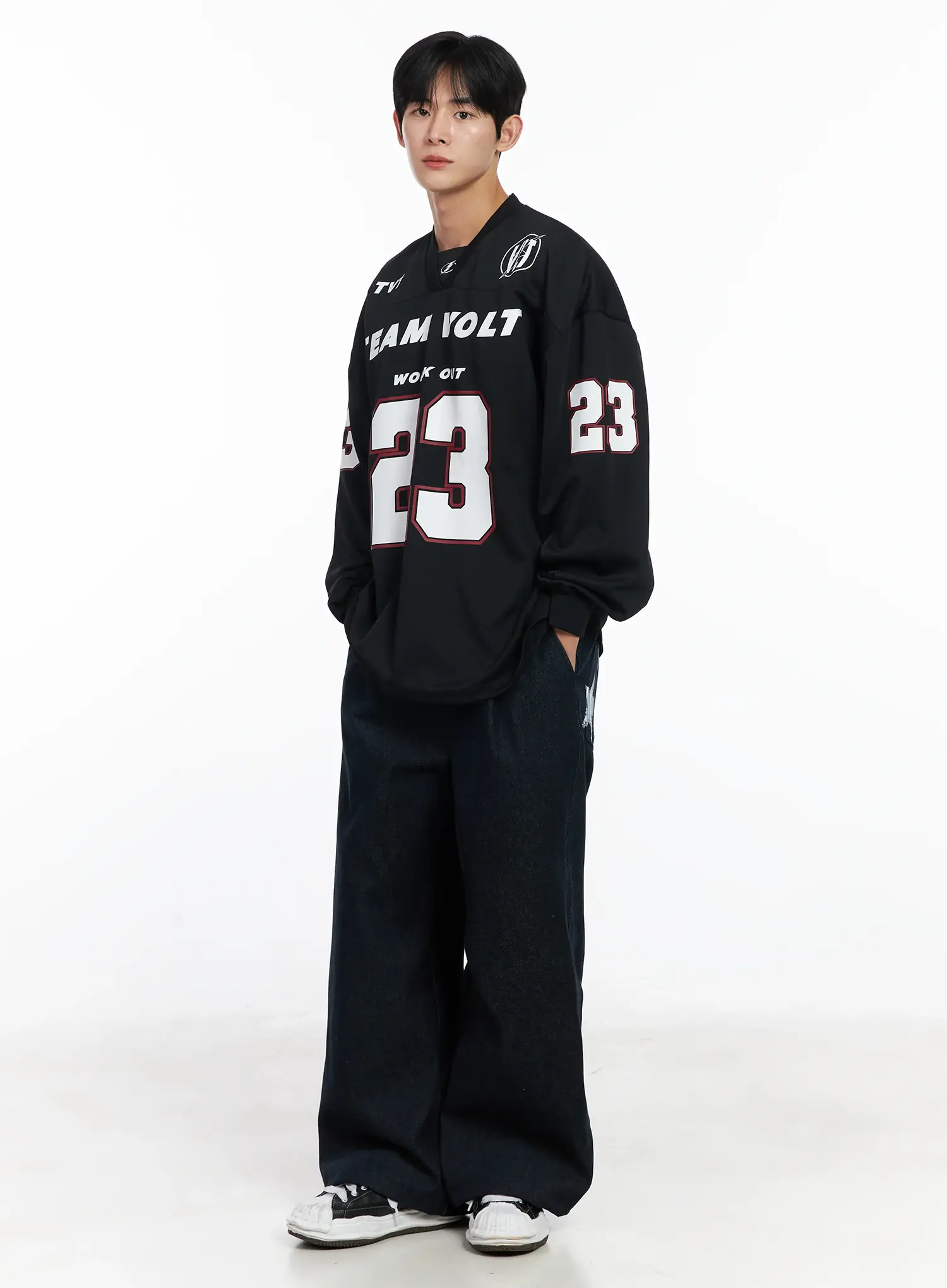 Men's Street Style Lettered Wide Jeans IJ521 - Image 10