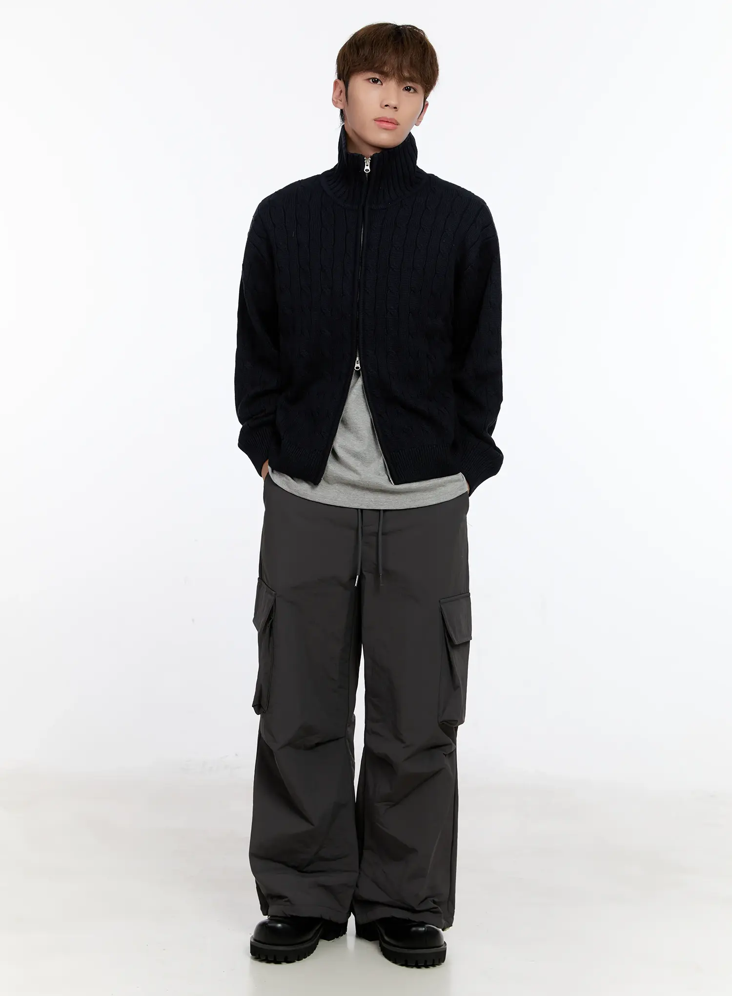 Men's String Wide Cargo Pants IN512 - Image 9