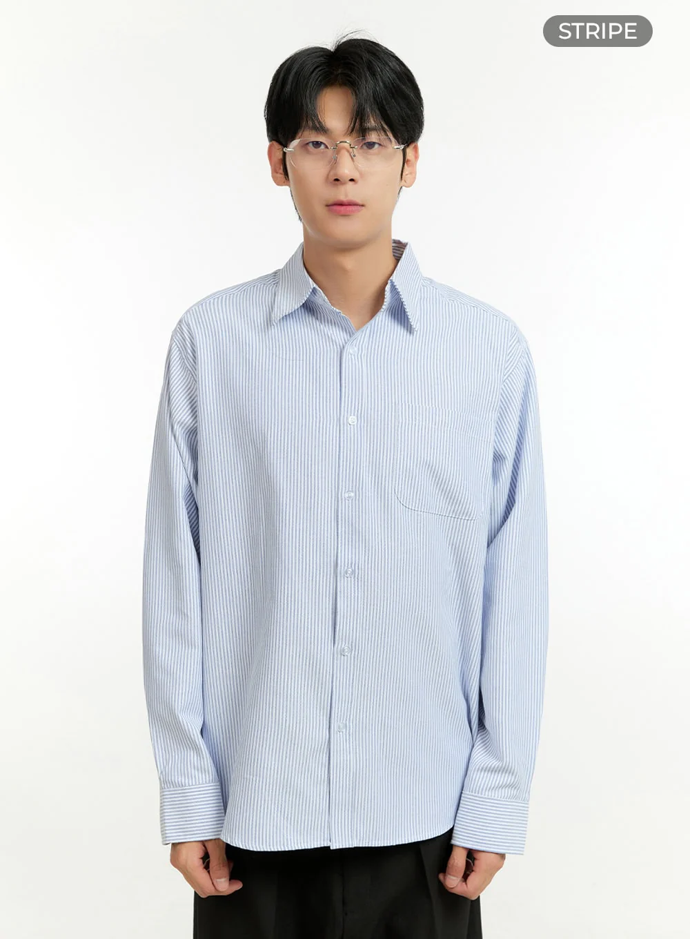 Men's Stripe Buttoned Shirt IL412 - Image 9