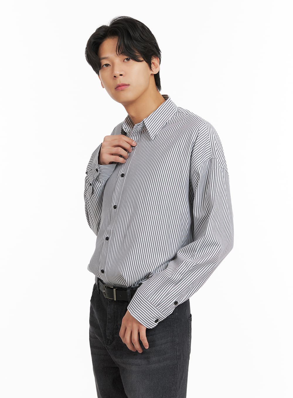 Men's Stripe Collared Shirt IA402 - Image 5