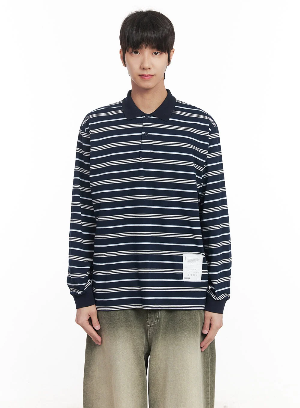 Men's Striped Collared Polo Shirt IM519 - Image 13