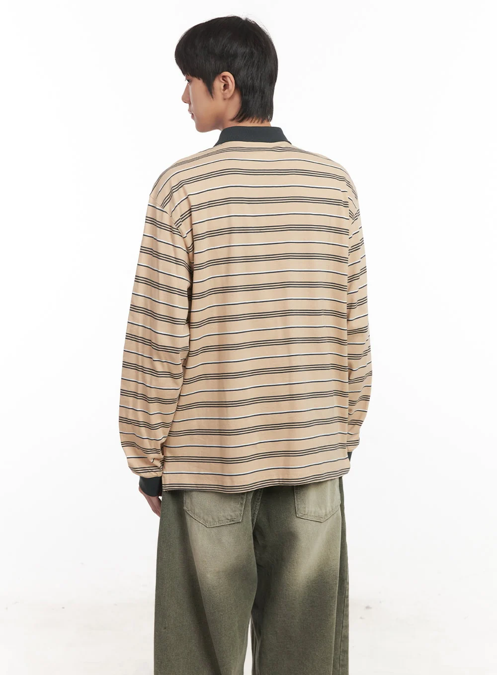 Men's Striped Collared Polo Shirt IM519 - Image 7