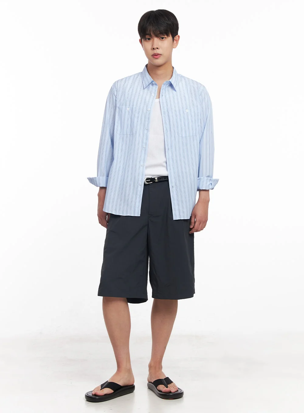 Men's Striped Collared Shirt IY522 - Image 9