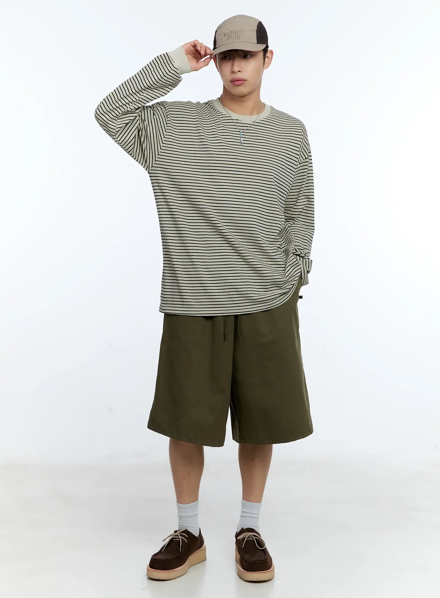 Men's Striped Crewneck Long Sleeve T-Shirt IG519 - Image 2