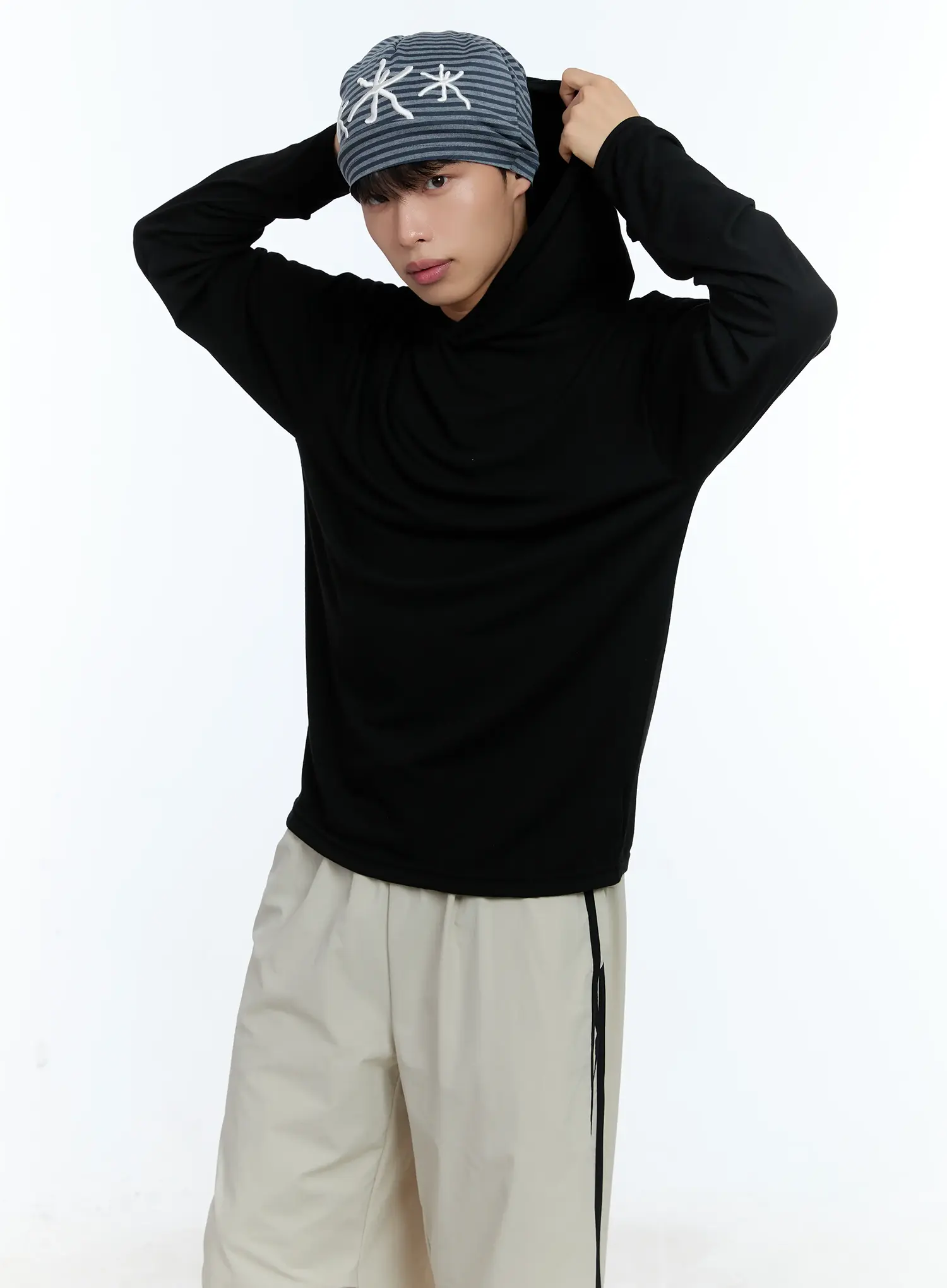 Men's Striped Floral Beanie IL515 - Image 2