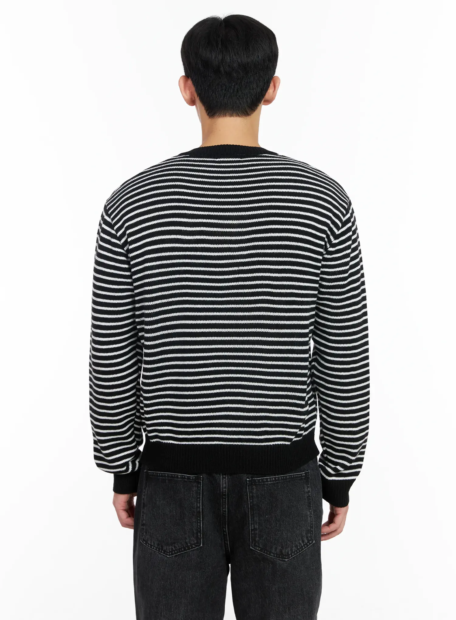 Men's Striped Henley Knit Sweater IM518 - Image 5