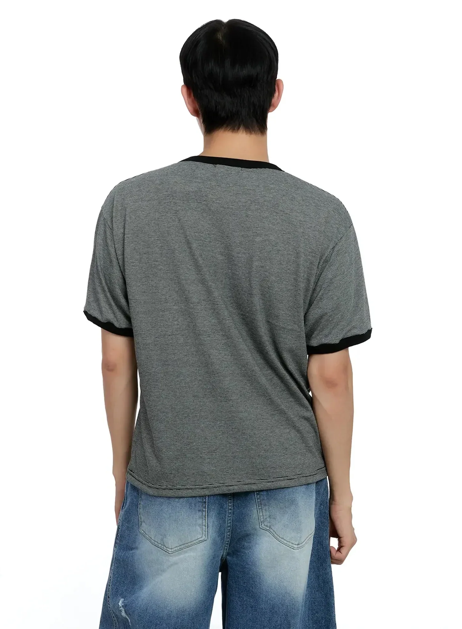 Men's Striped Henley T-shirt IG520 - Image 10