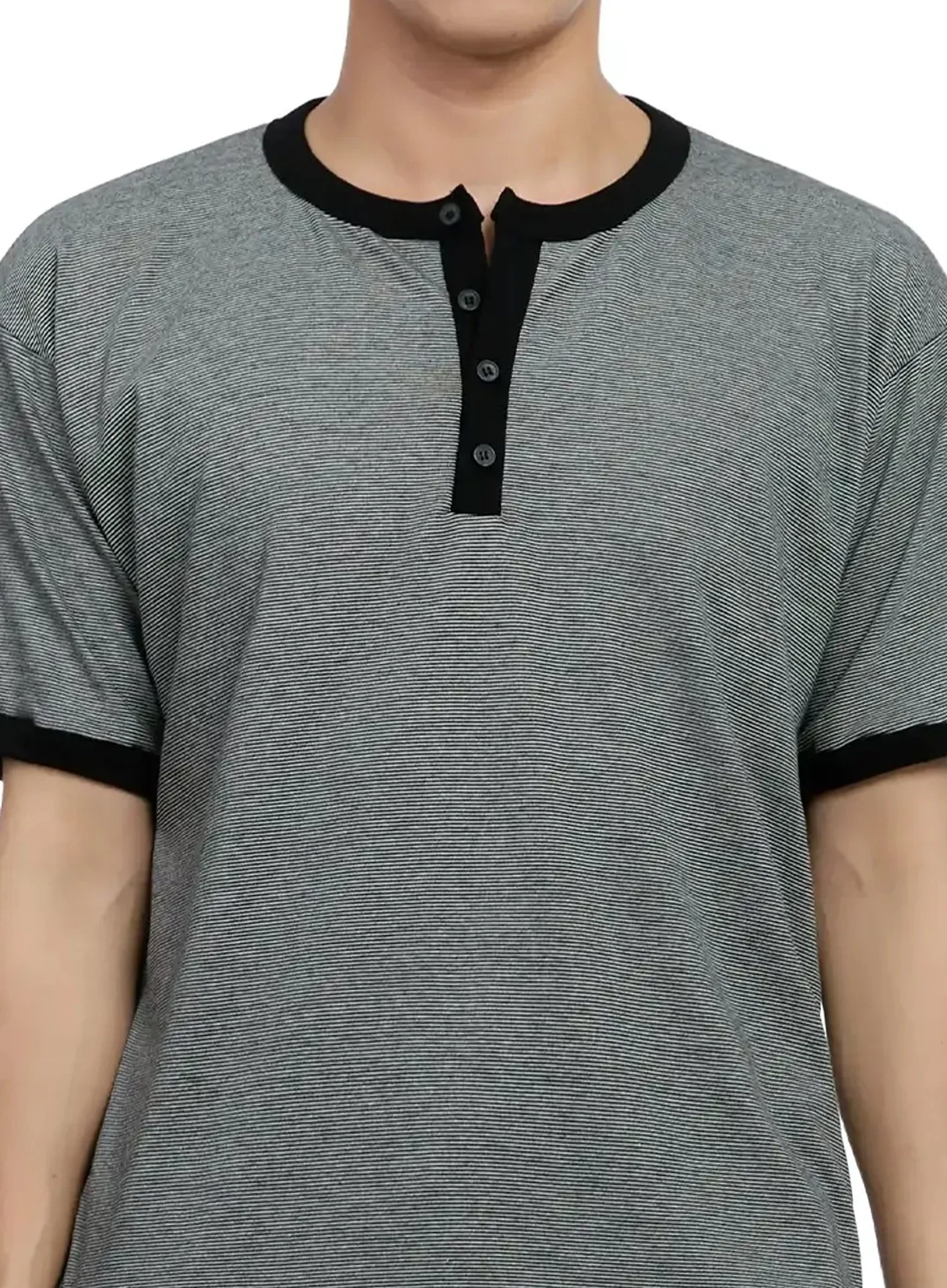 Men's Striped Henley T-shirt IG520 - Image 4