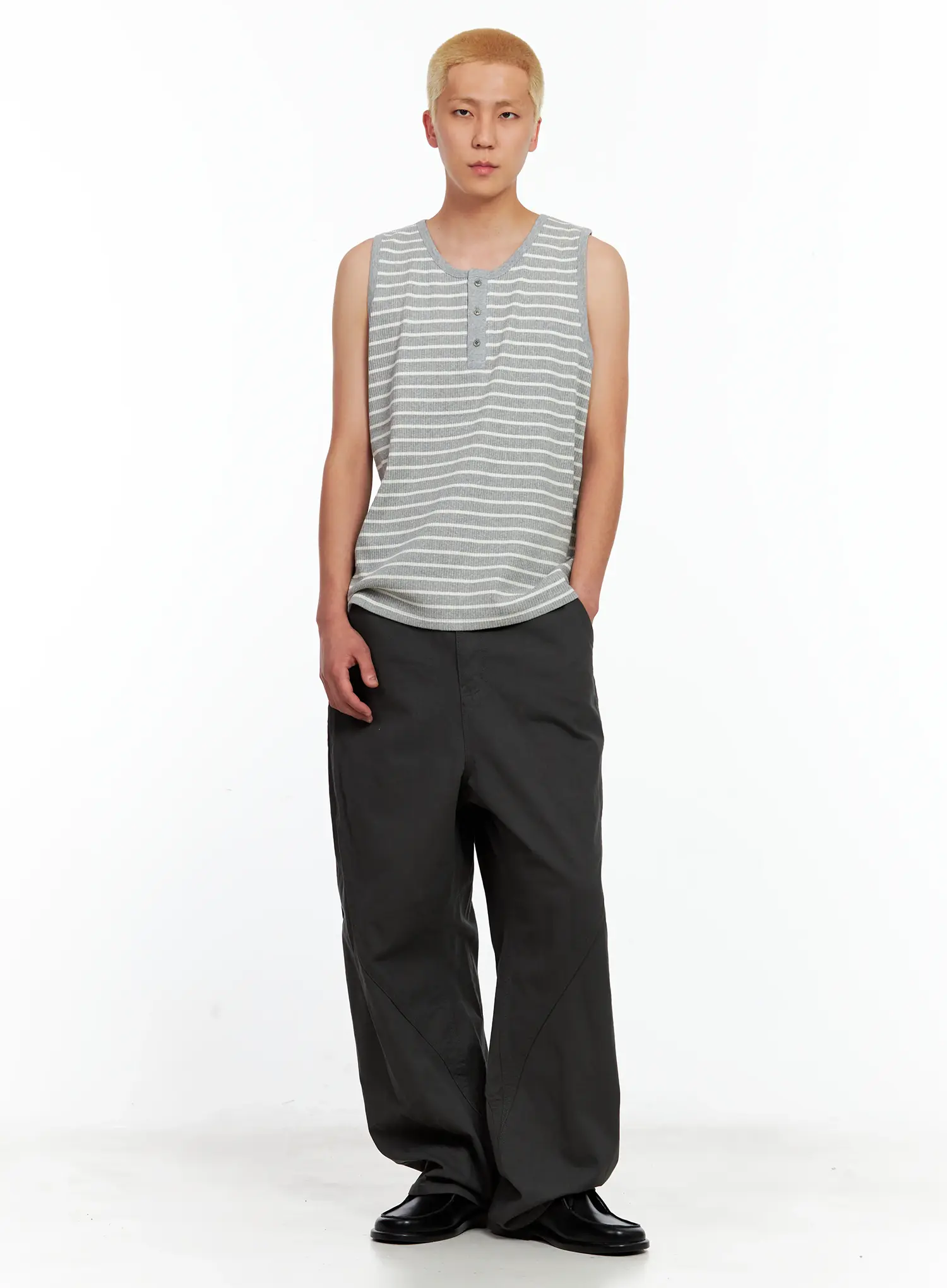 Men's Striped Henley Tank Top IL511 - Image 8