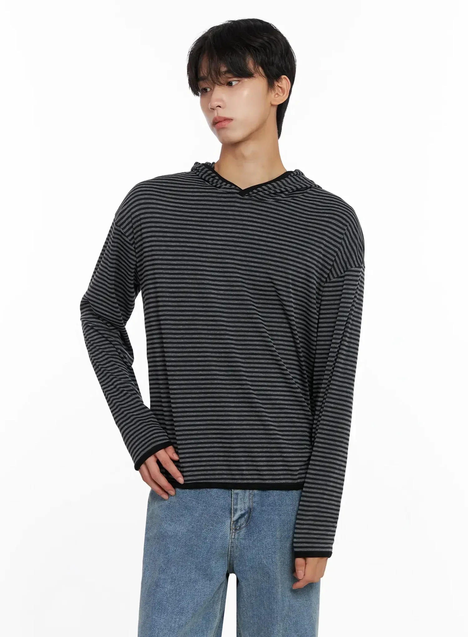 Men's Striped Hooded Long Sleeve IO517 - Image 12