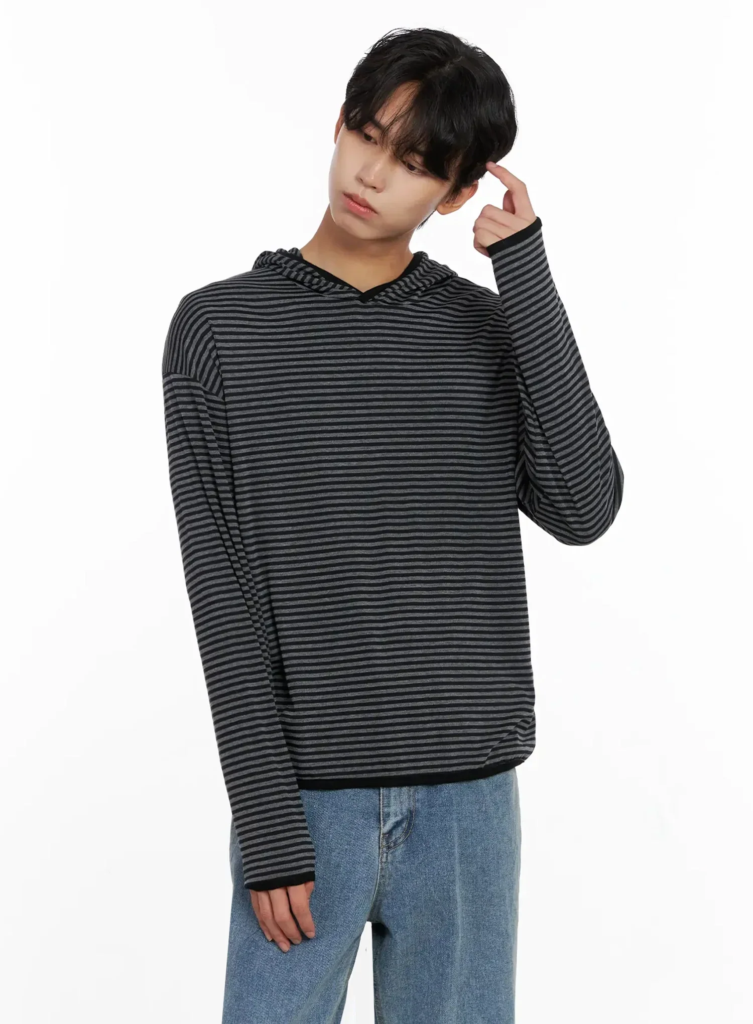 Men's Striped Hooded Long Sleeve IO517 - Image 9