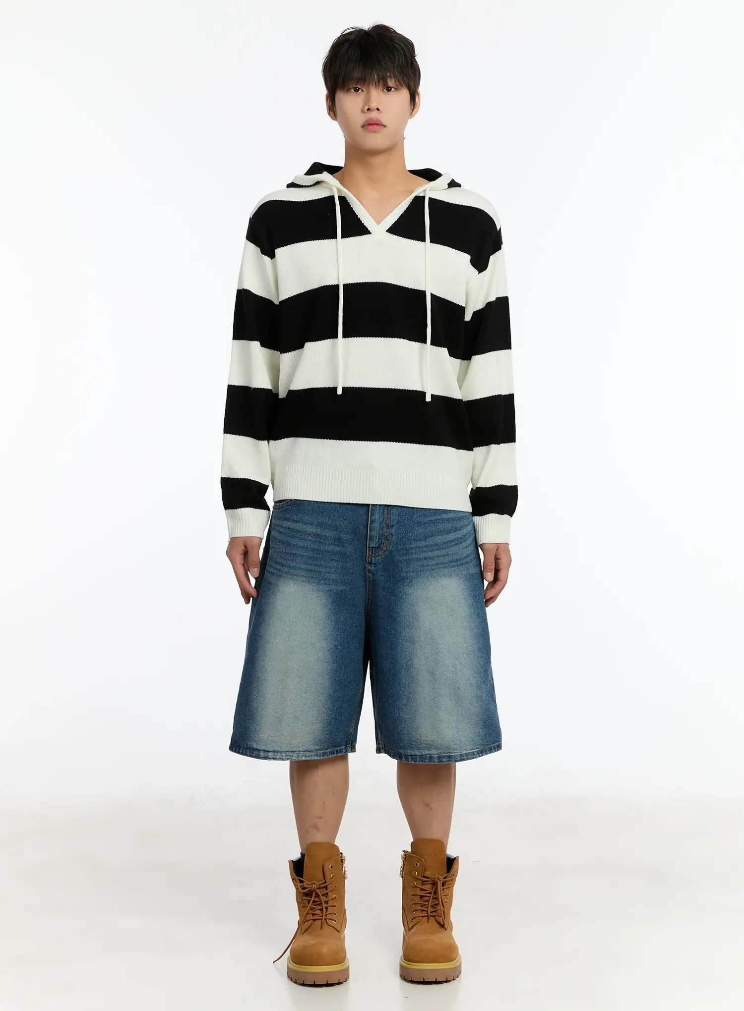Men's Striped Knit Hoodie IM503 - Image 3