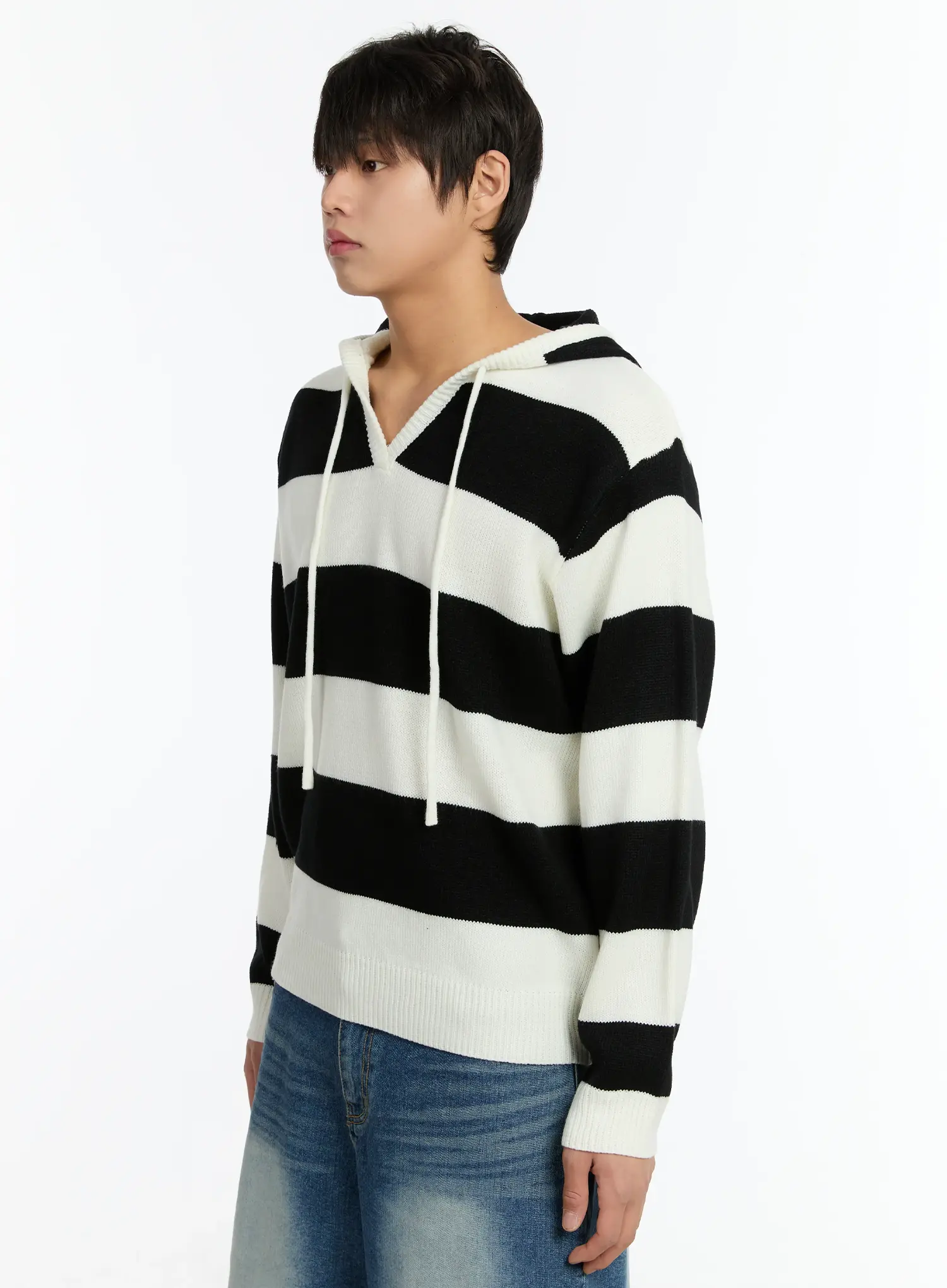 Men's Striped Knit Hoodie IM503 - Image 4