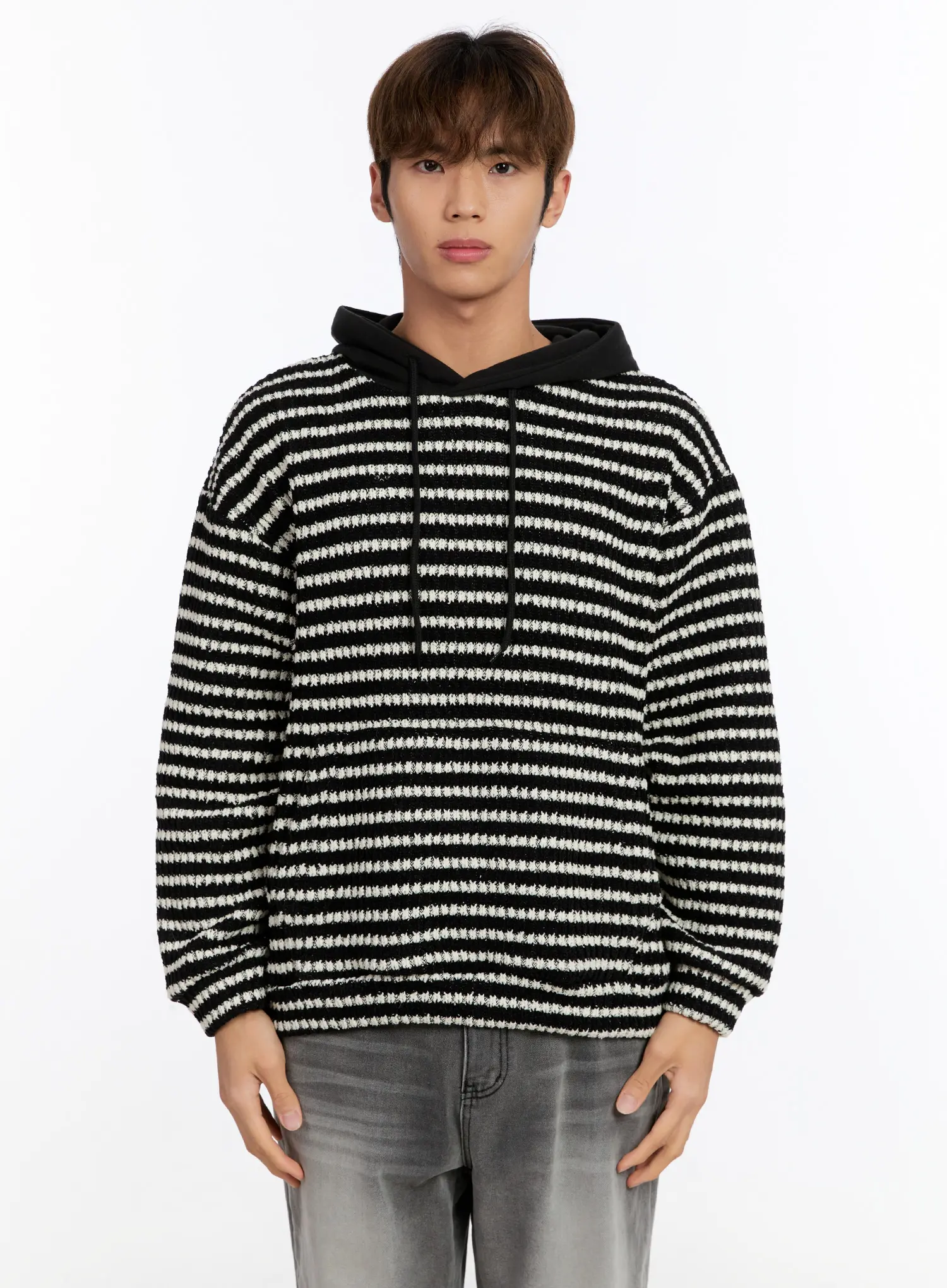 Men's Striped Knit Hoodie IN528 - Image 9