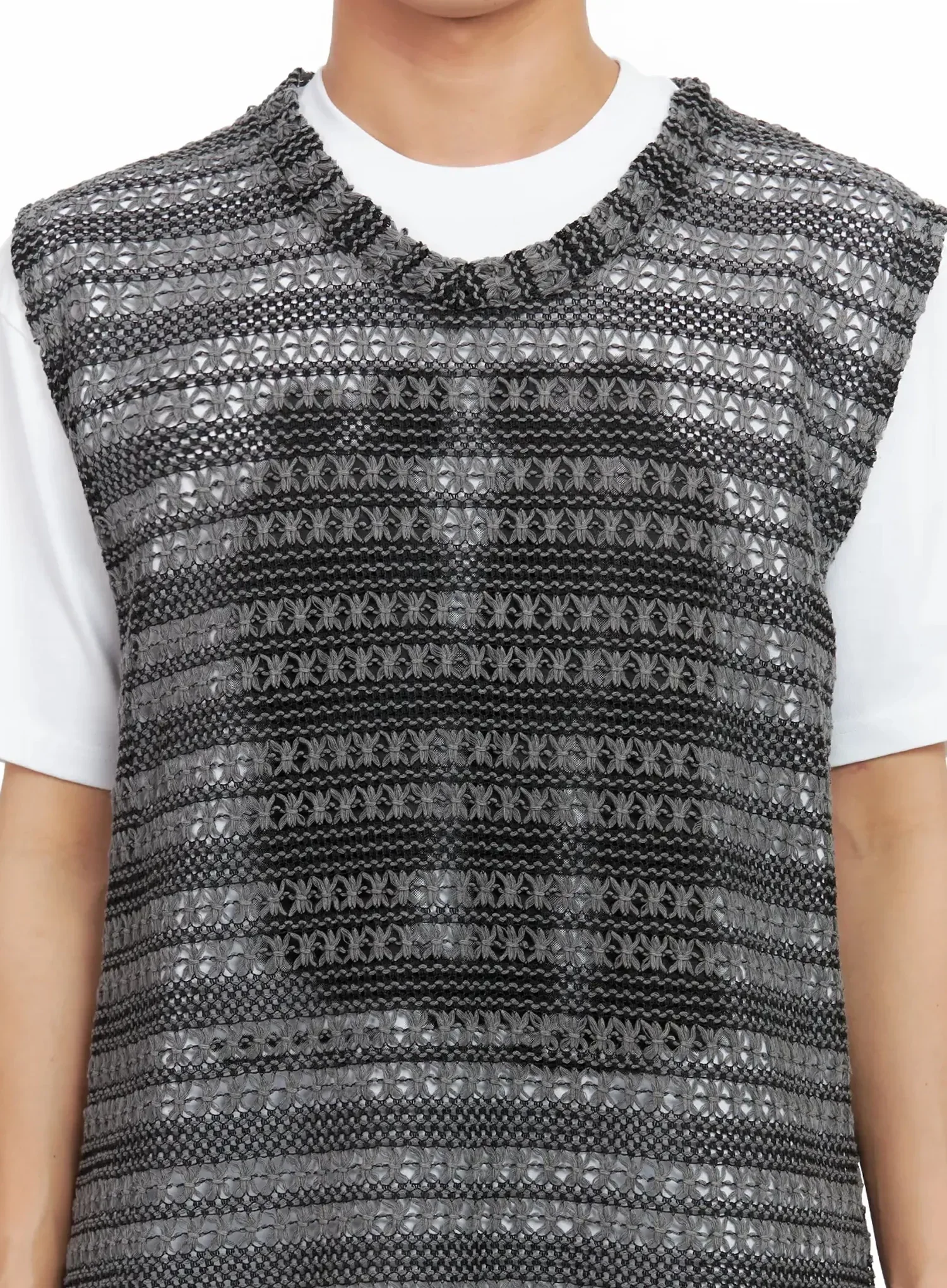 Men's Striped Knit V-Neck Vest IL516 - Image 4