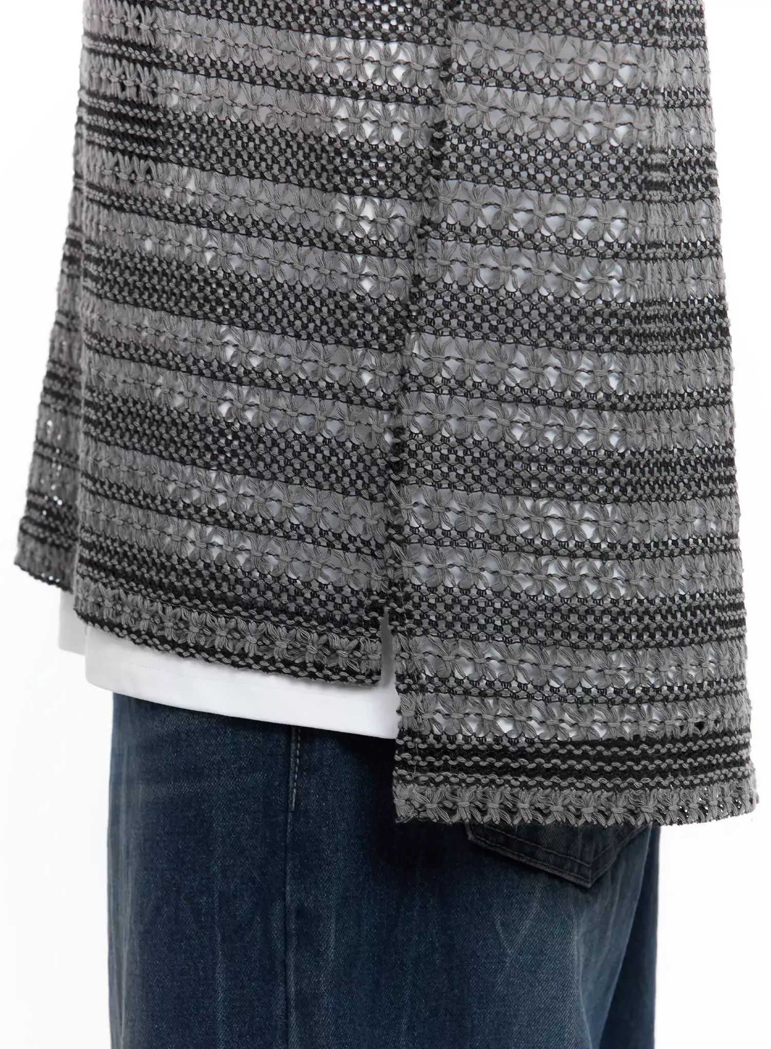 Men's Striped Knit V-Neck Vest IL516 - Image 5