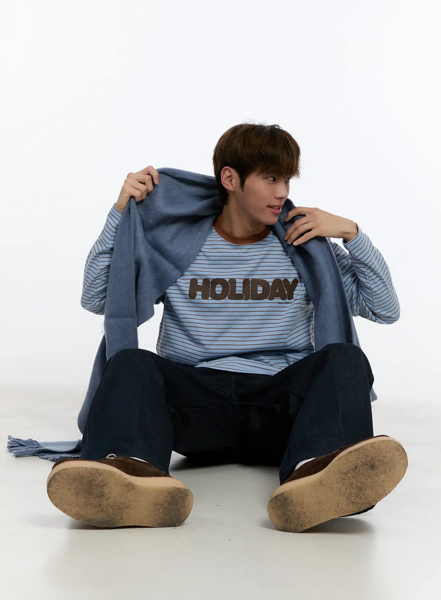 Men's Striped Lettering Long Sleeve Tee IN512 - Image 2
