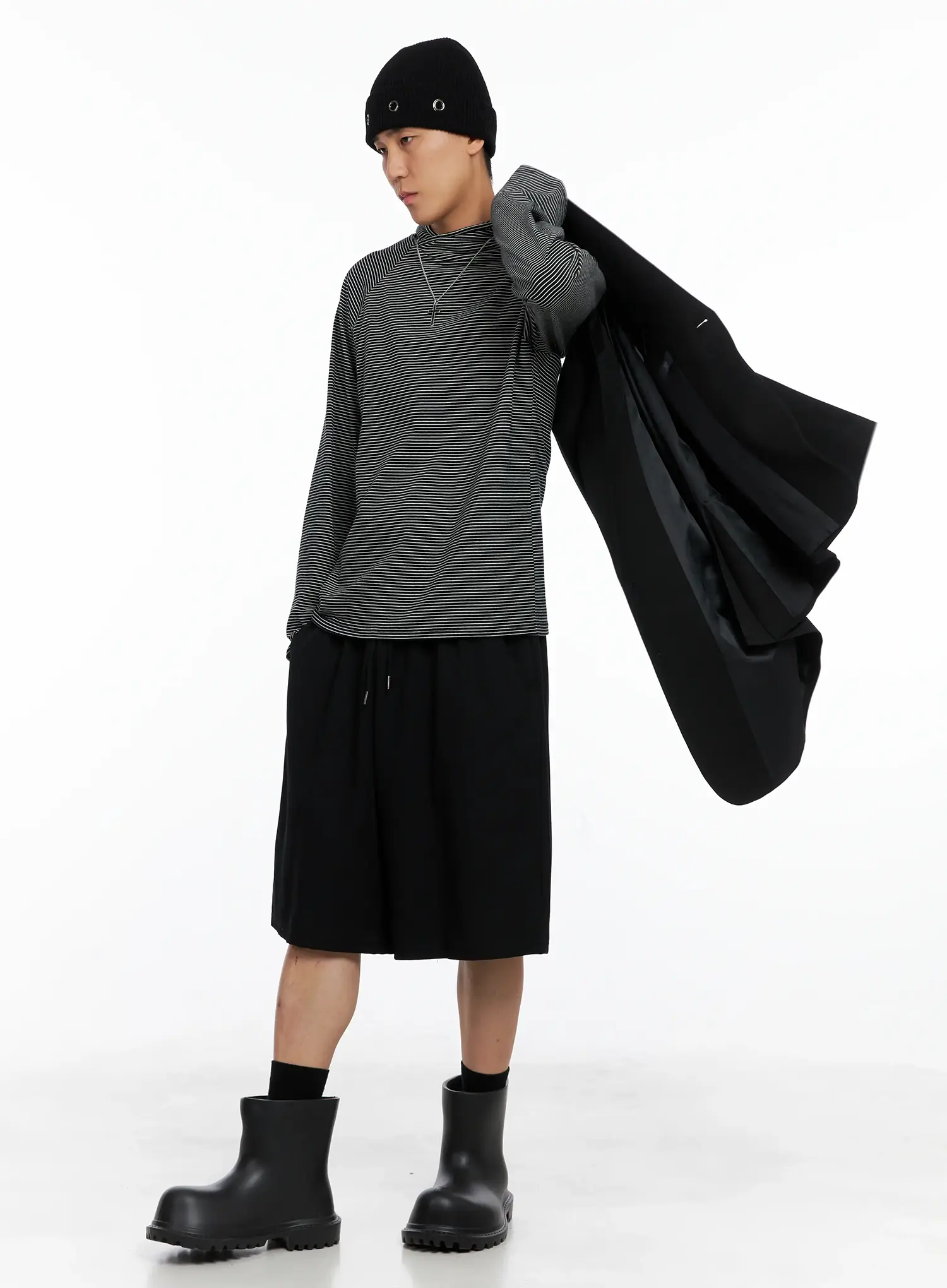 Men's Striped Long Sleeve Hoodie IS502 - Image 2
