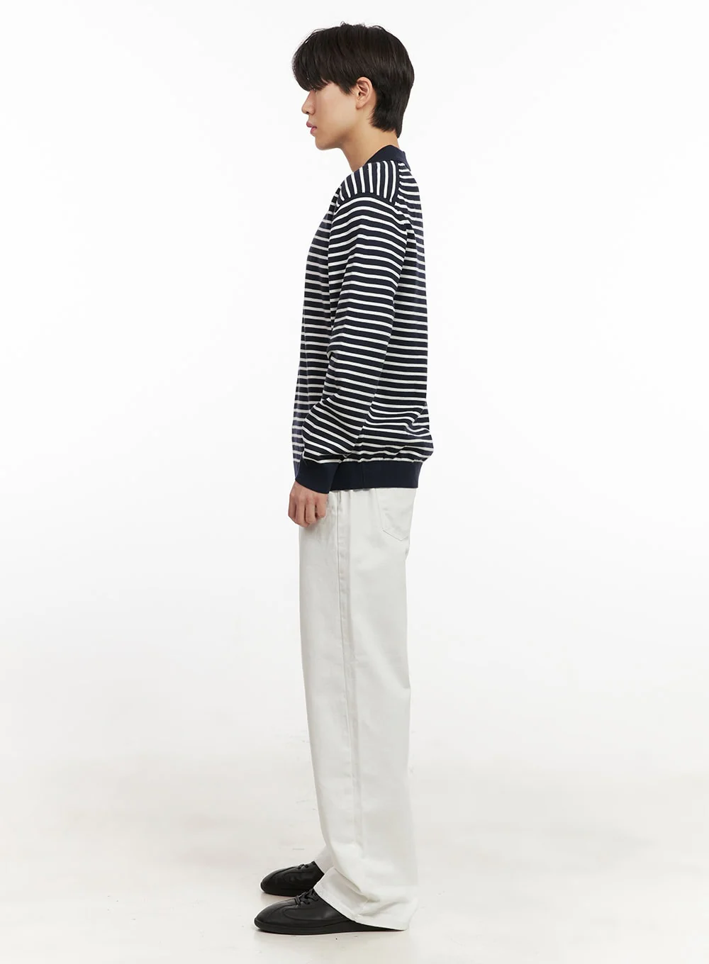 Men's Striped Long Sleeve Polo IJ517 - Image 8