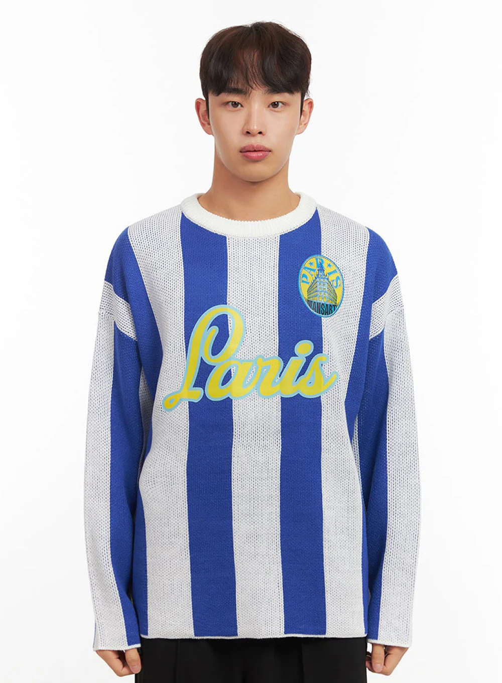 Men's Striped Oversized Graphic Sweater IF521 - Image 12