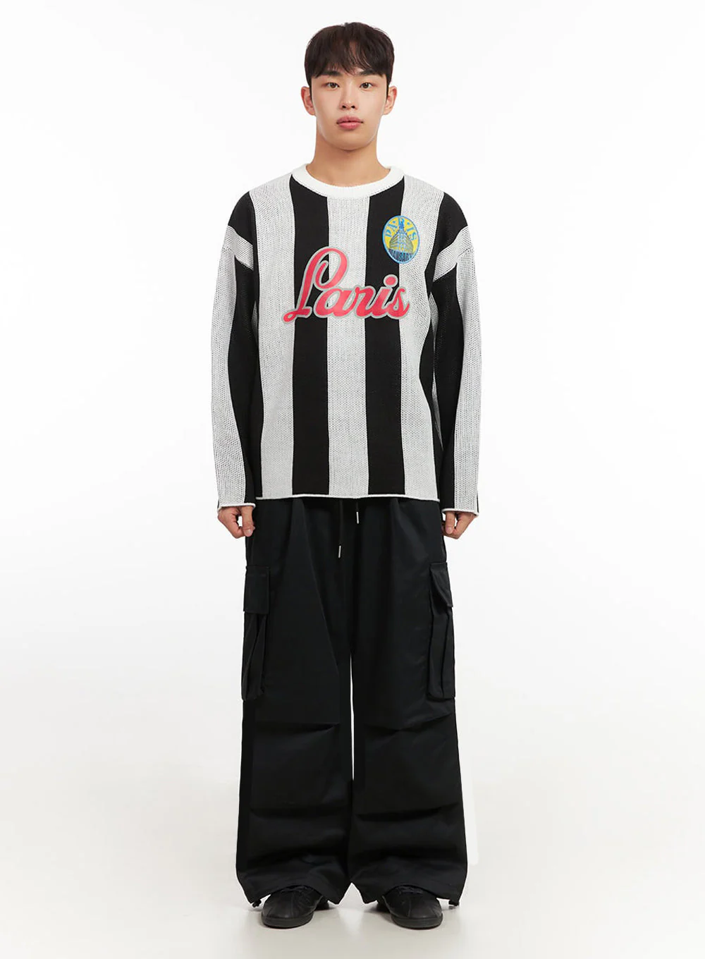 Men's Striped Oversized Graphic Sweater IF521 - Image 7