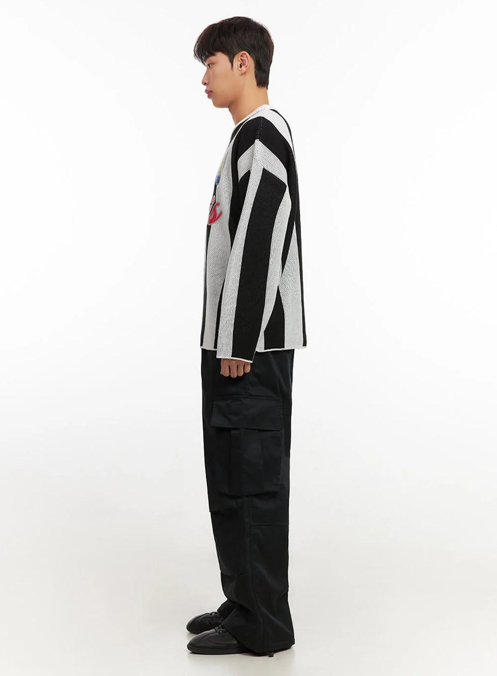 Men's Striped Oversized Graphic Sweater IF521 - Image 8