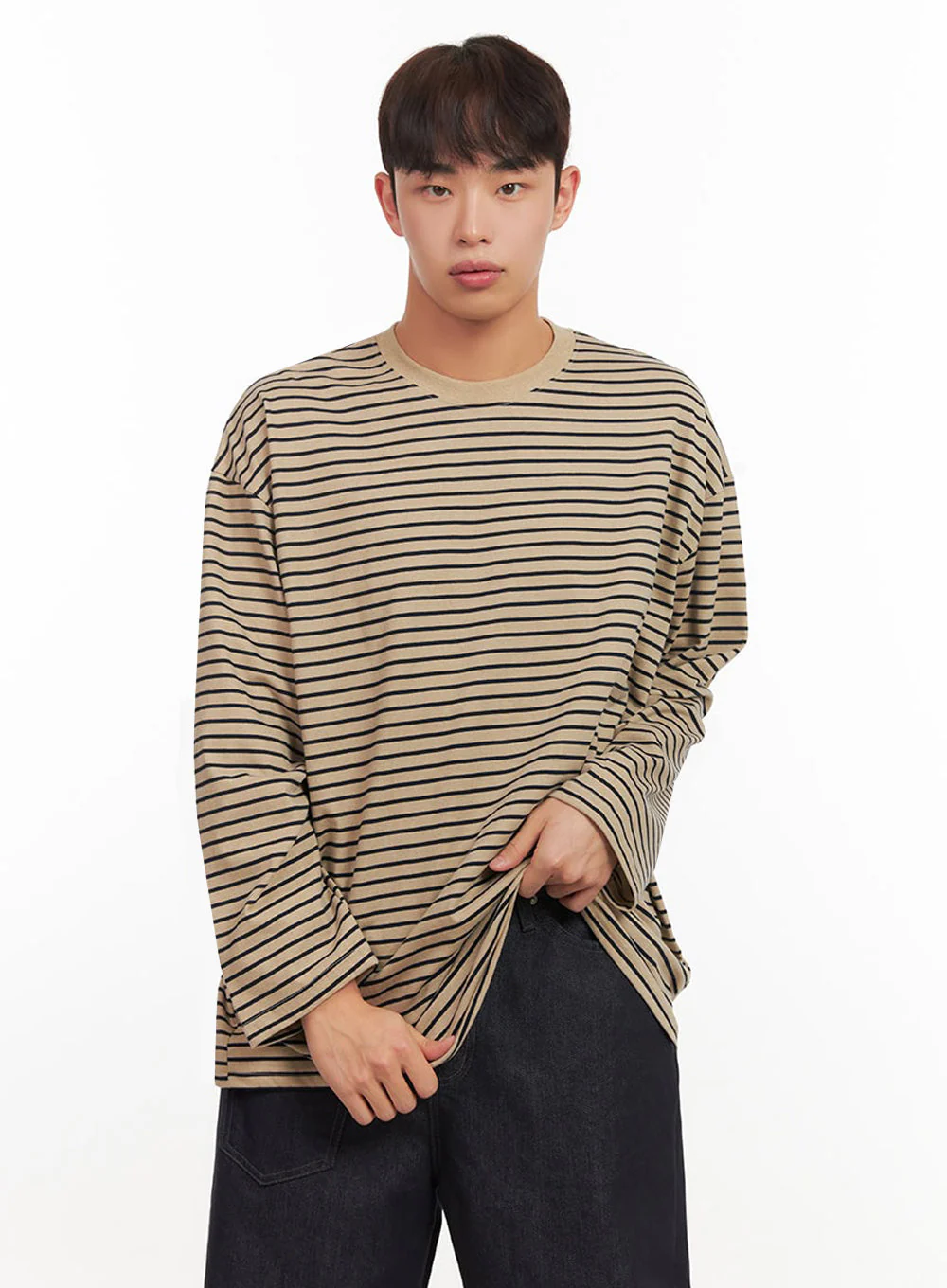Men's Striped Oversized T-Shirt IF517 - Image 3