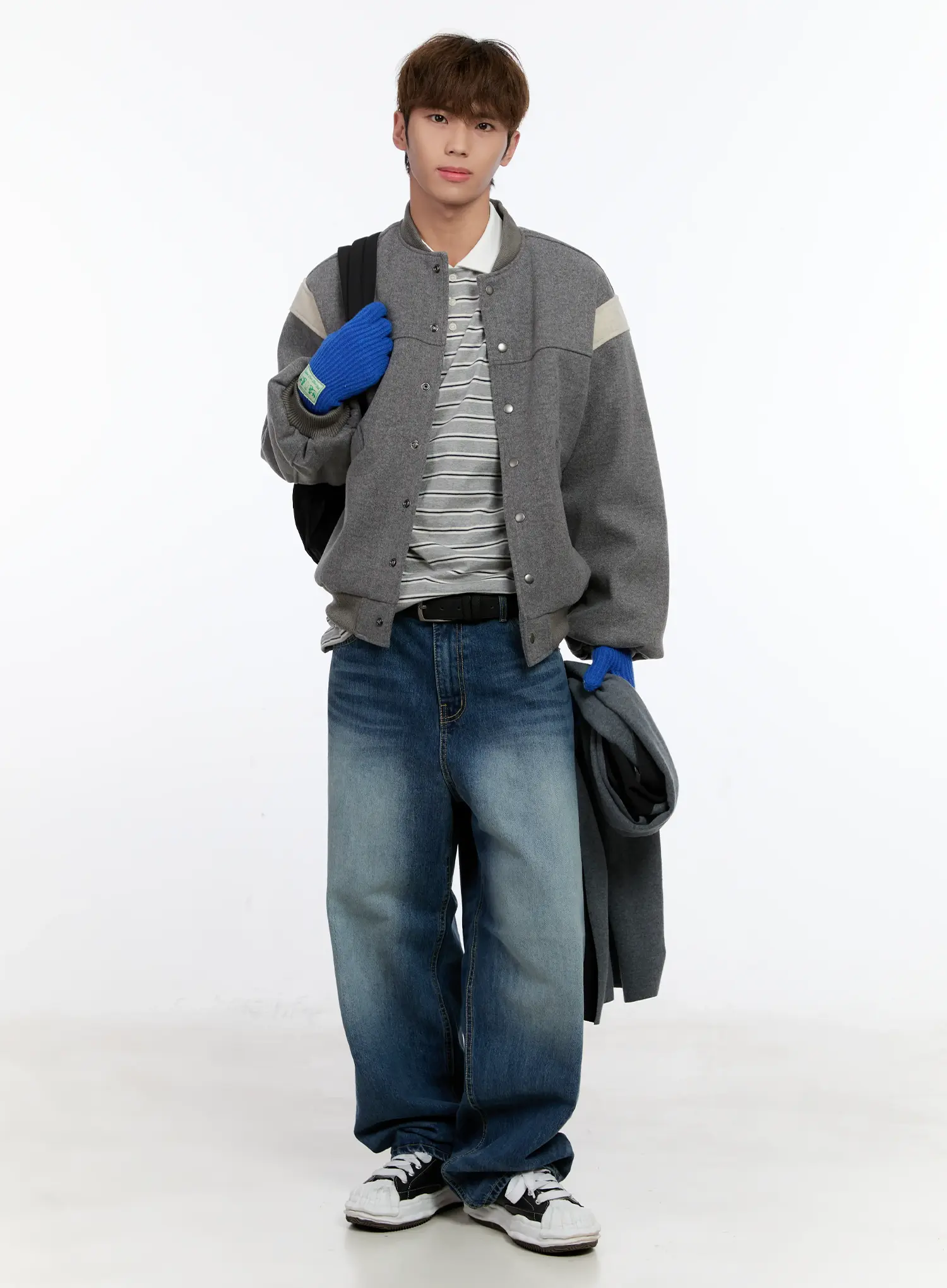 Men's Striped Polo Long Sleeve Tee IN512 - Image 9