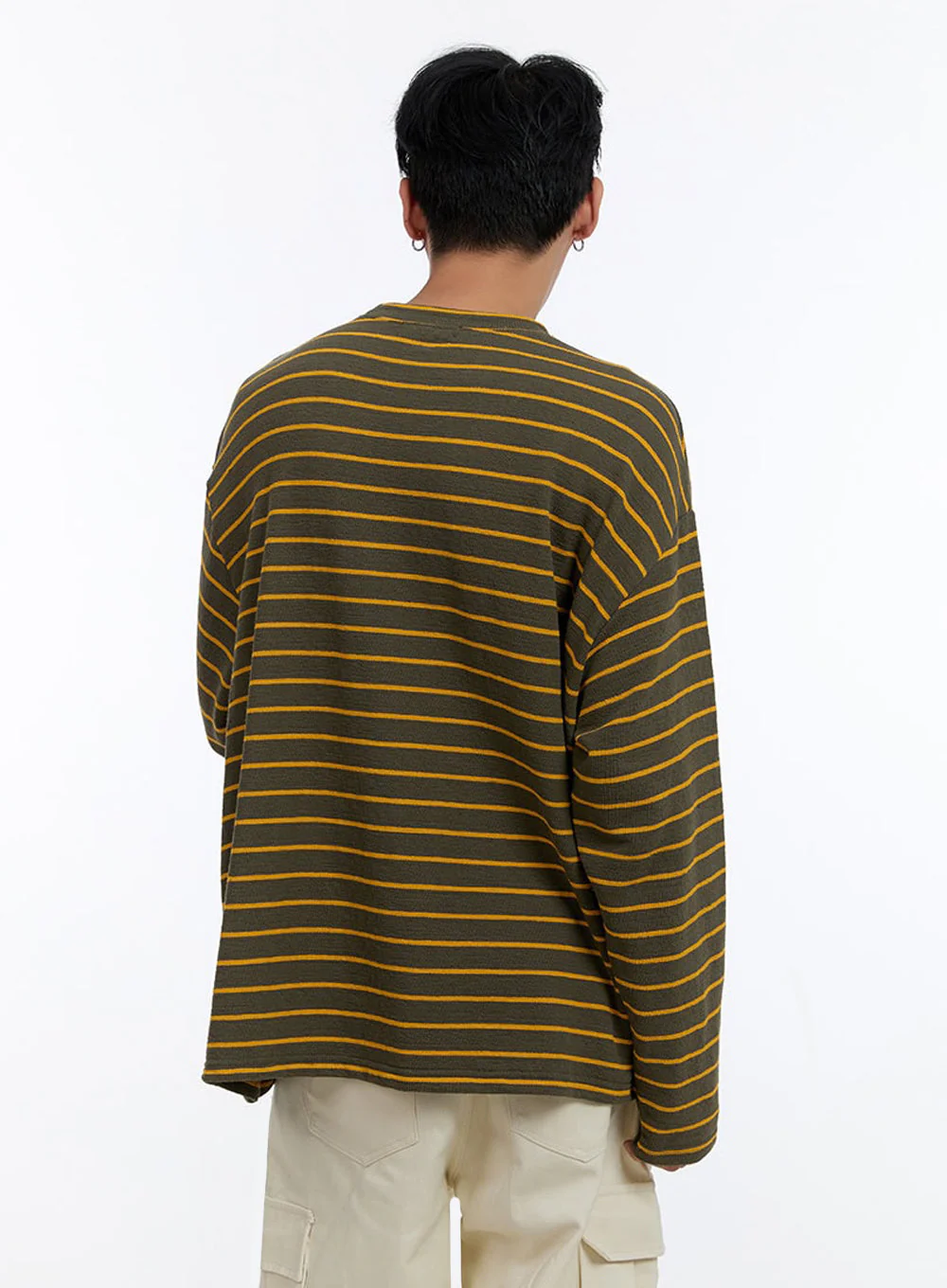 Men's Striped Round Neck Long Sleeve T-Shirt IO428 - Image 5
