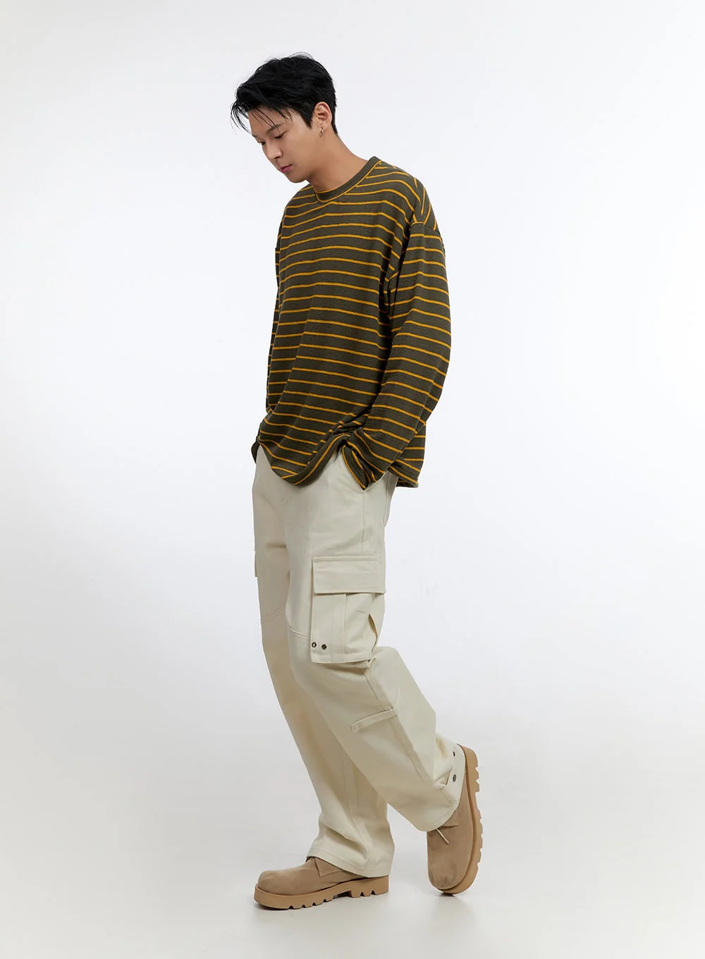 Men's Striped Round Neck Long Sleeve T-Shirt IO428 - Image 7