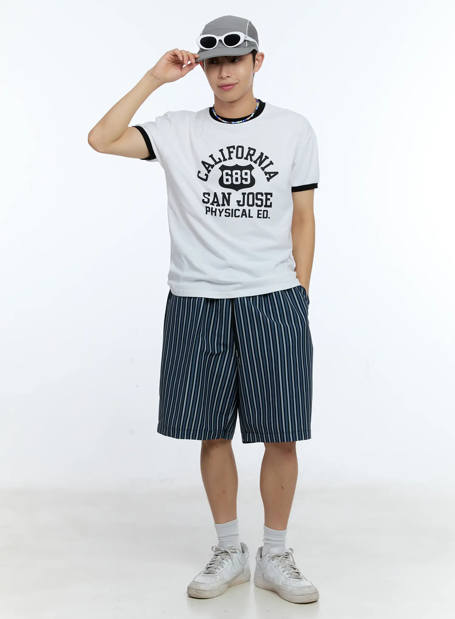 Men's Striped Straight-Leg Shorts IG515 - Image 11