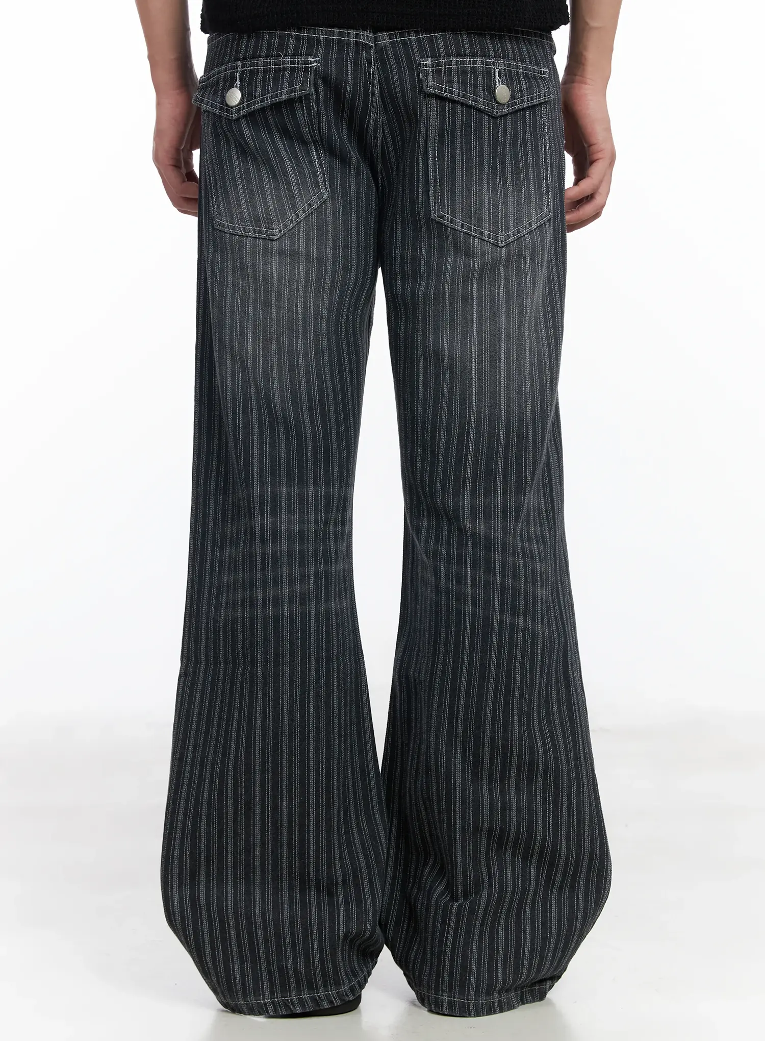 Men's Striped Wide-Leg Jeans IF516