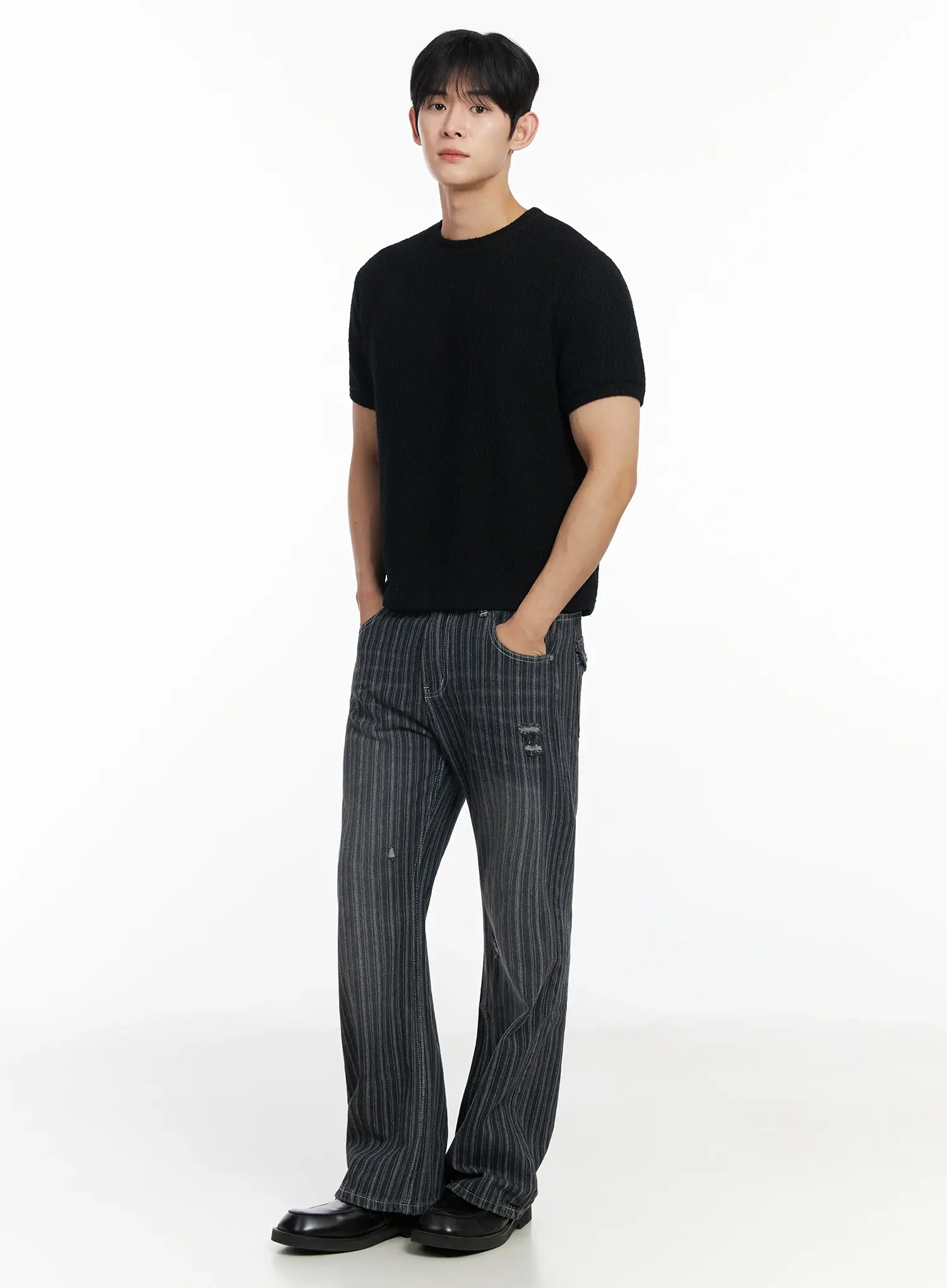 Men's Striped Wide-Leg Jeans IF516 - Image 11