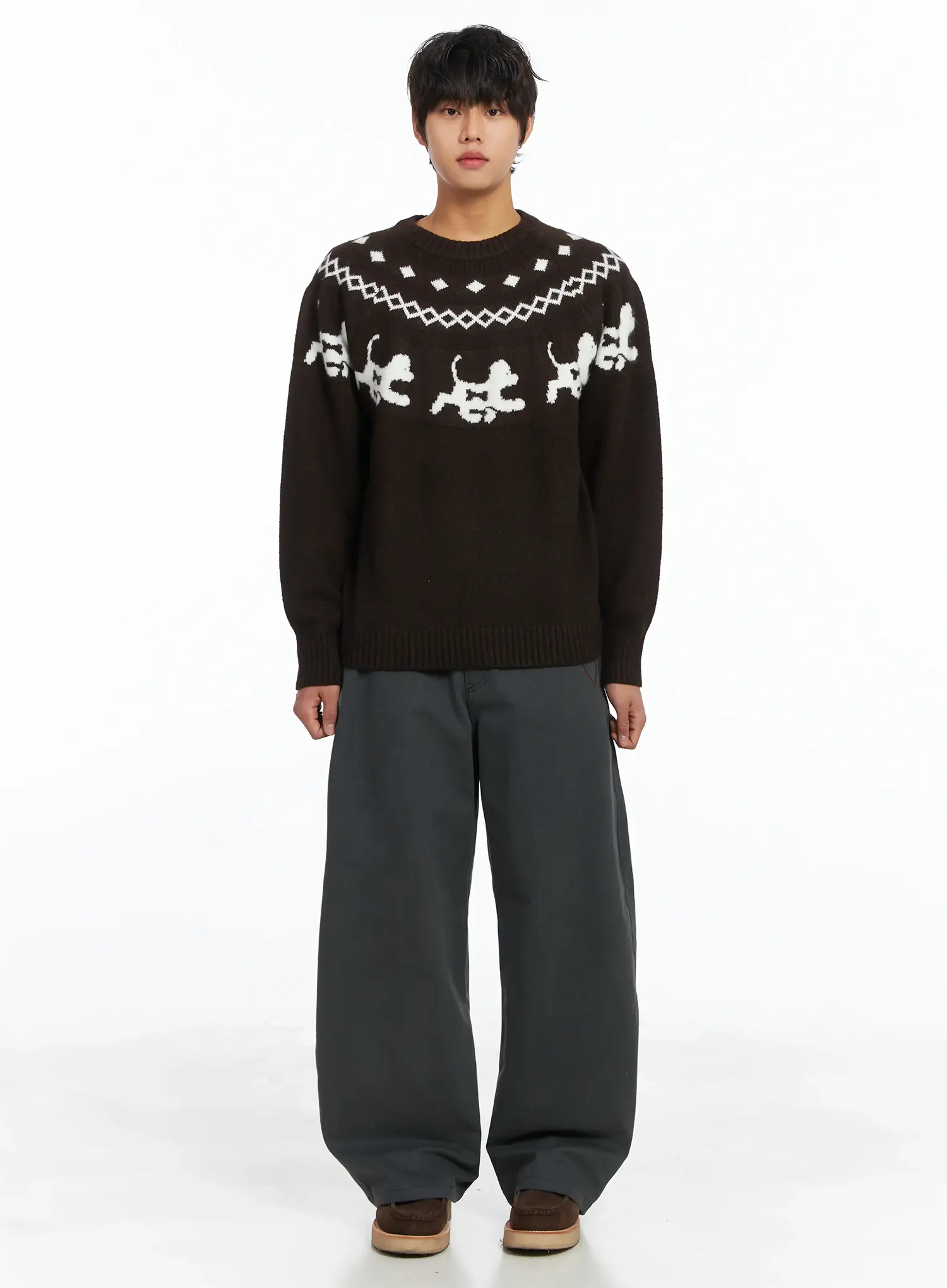 Men's Studded Graphic Wide Pants IJ512 - Image 5