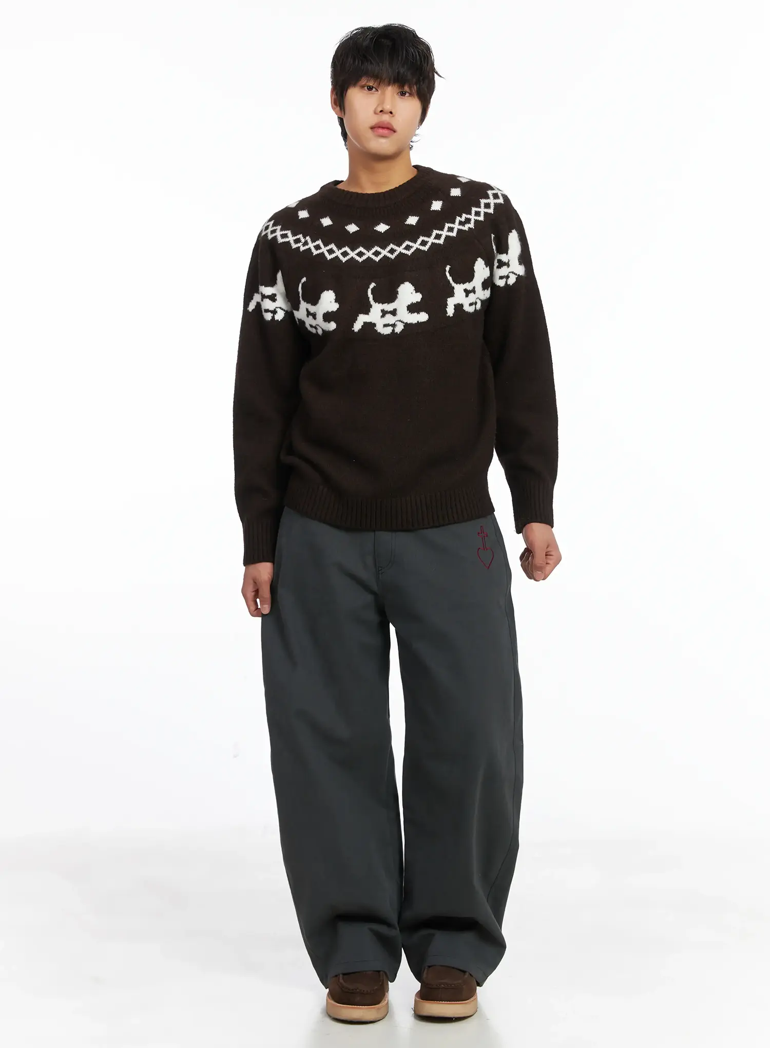 Men's Studded Graphic Wide Pants IJ512 - Image 9