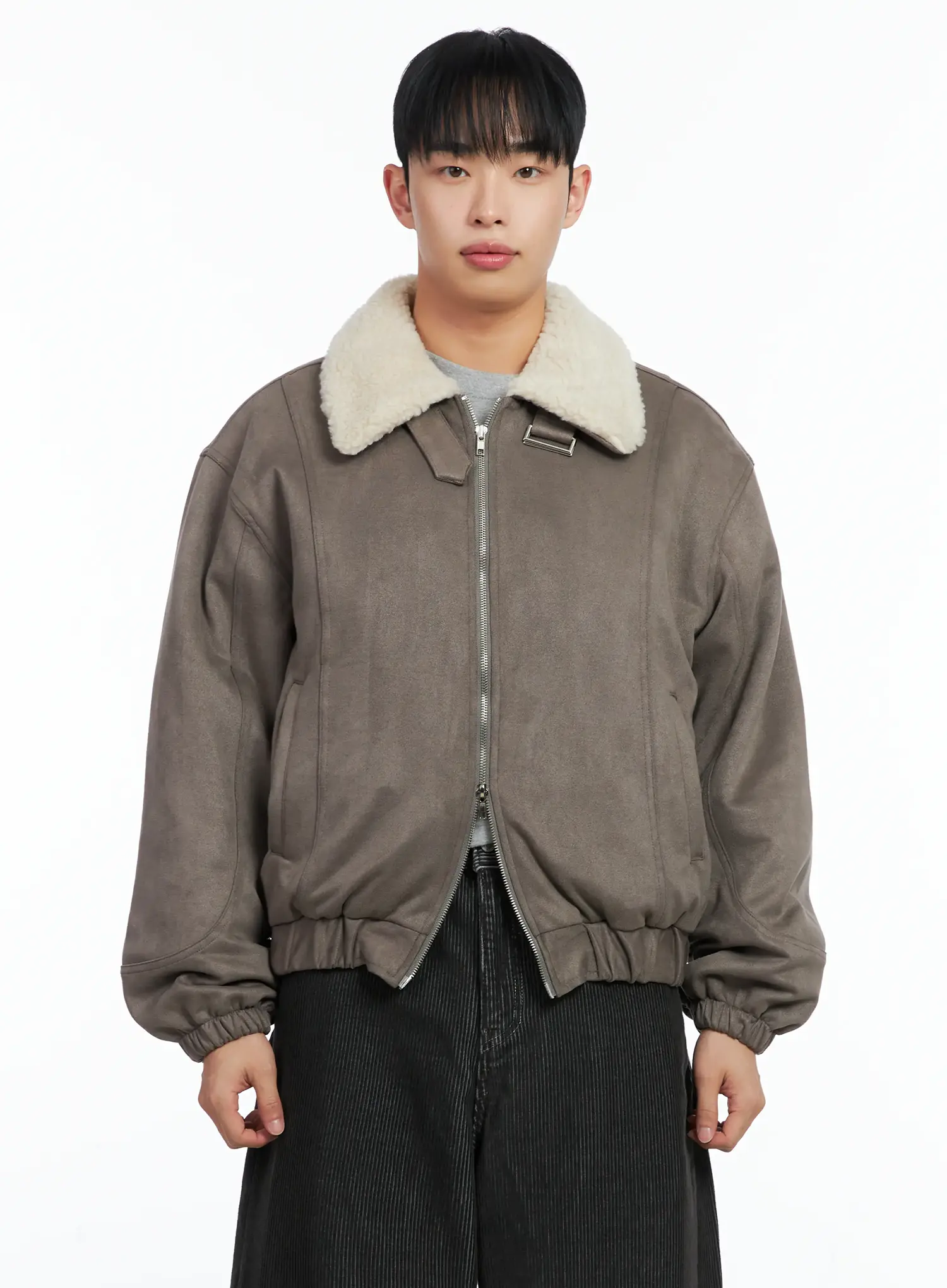 Men's Suede Collar Aviator Jacket IN518 - Image 11