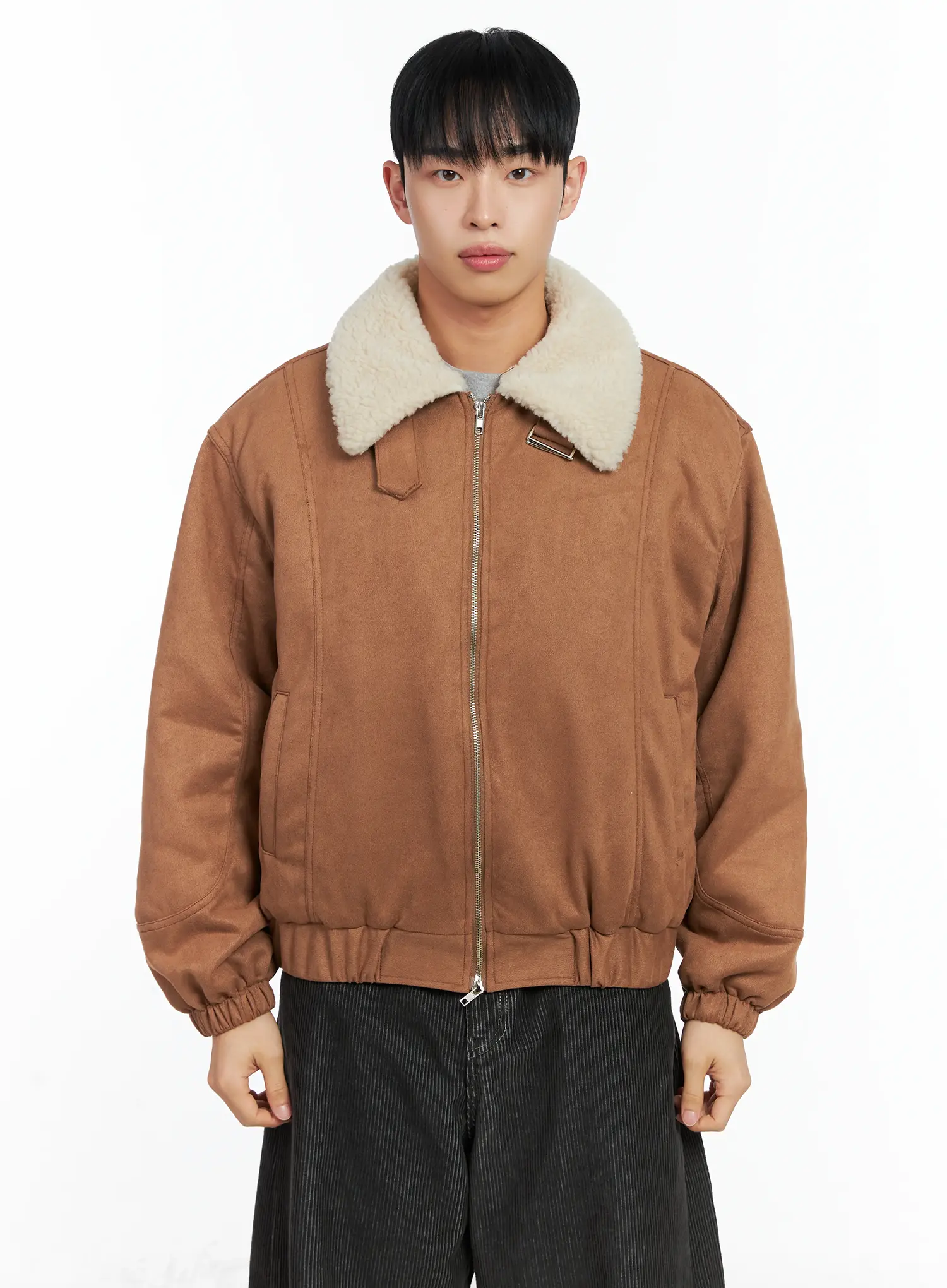 Men's Suede Collar Aviator Jacket IN518 - Image 15
