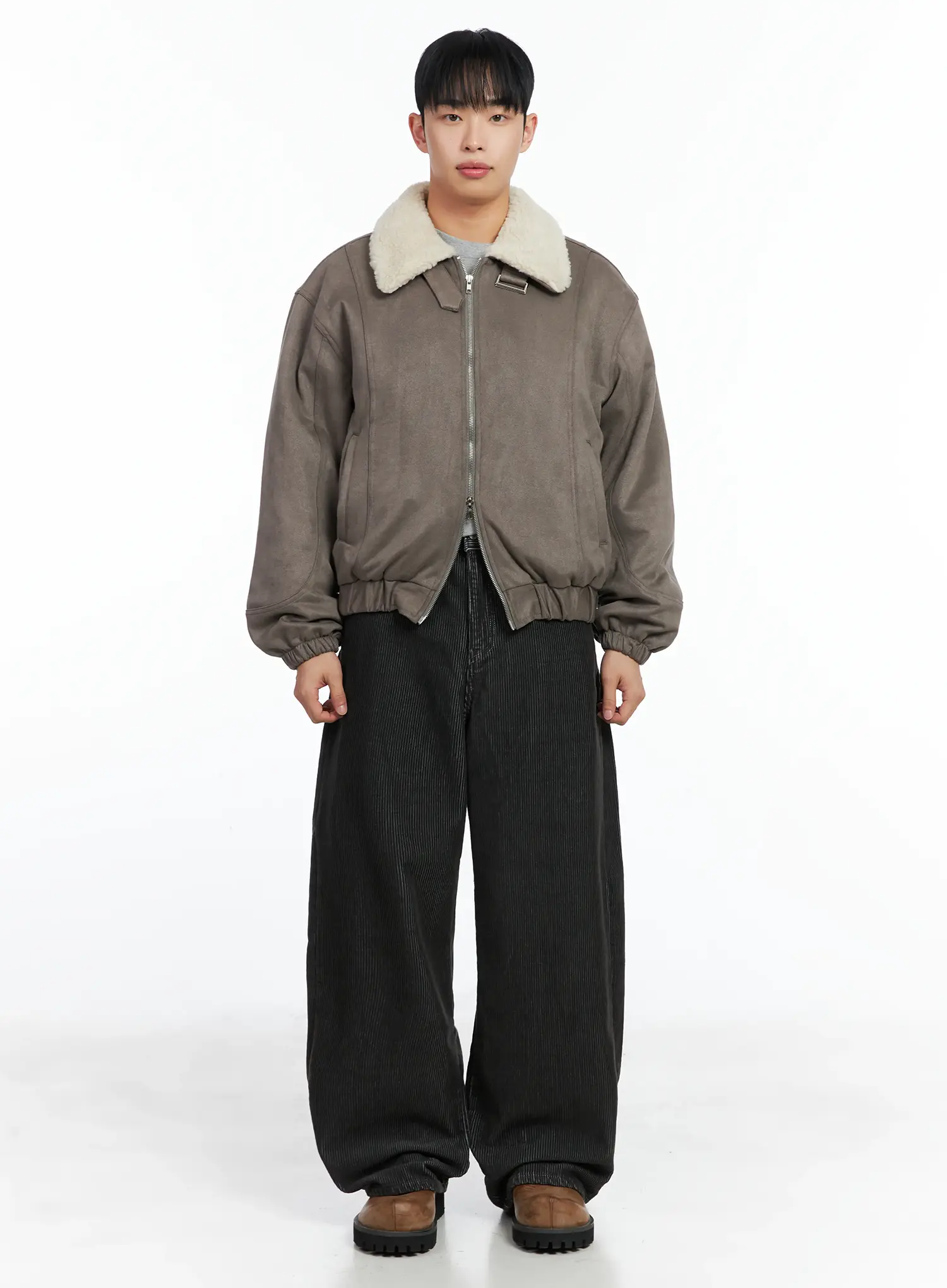Men's Suede Collar Aviator Jacket IN518 - Image 3