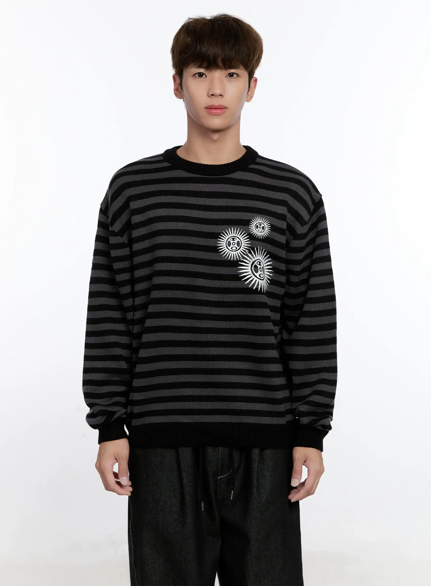Men's Sunburst Striped Knit Sweater IS529 - Image 12
