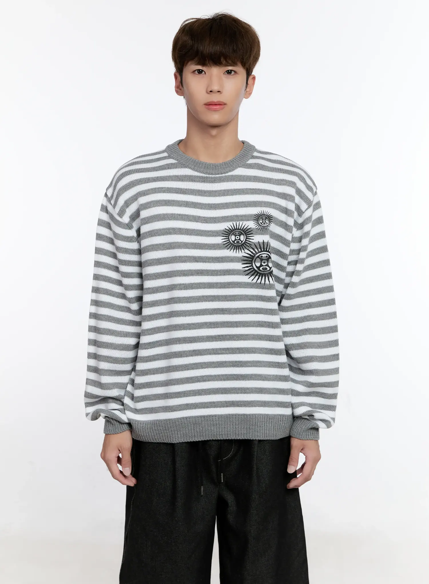 Men's Sunburst Striped Knit Sweater IS529 - Image 15