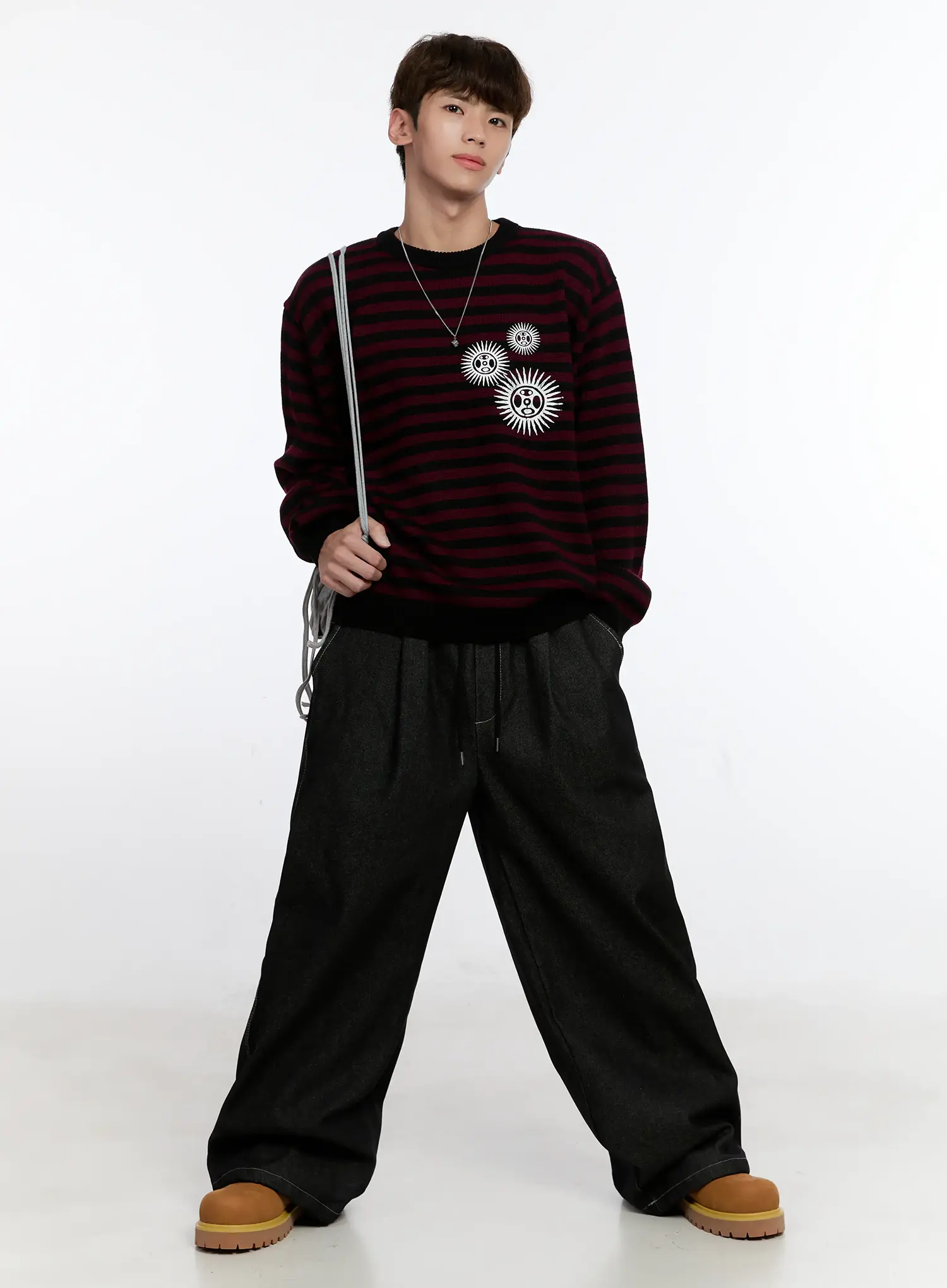 Men's Sunburst Striped Knit Sweater IS529 - Image 2