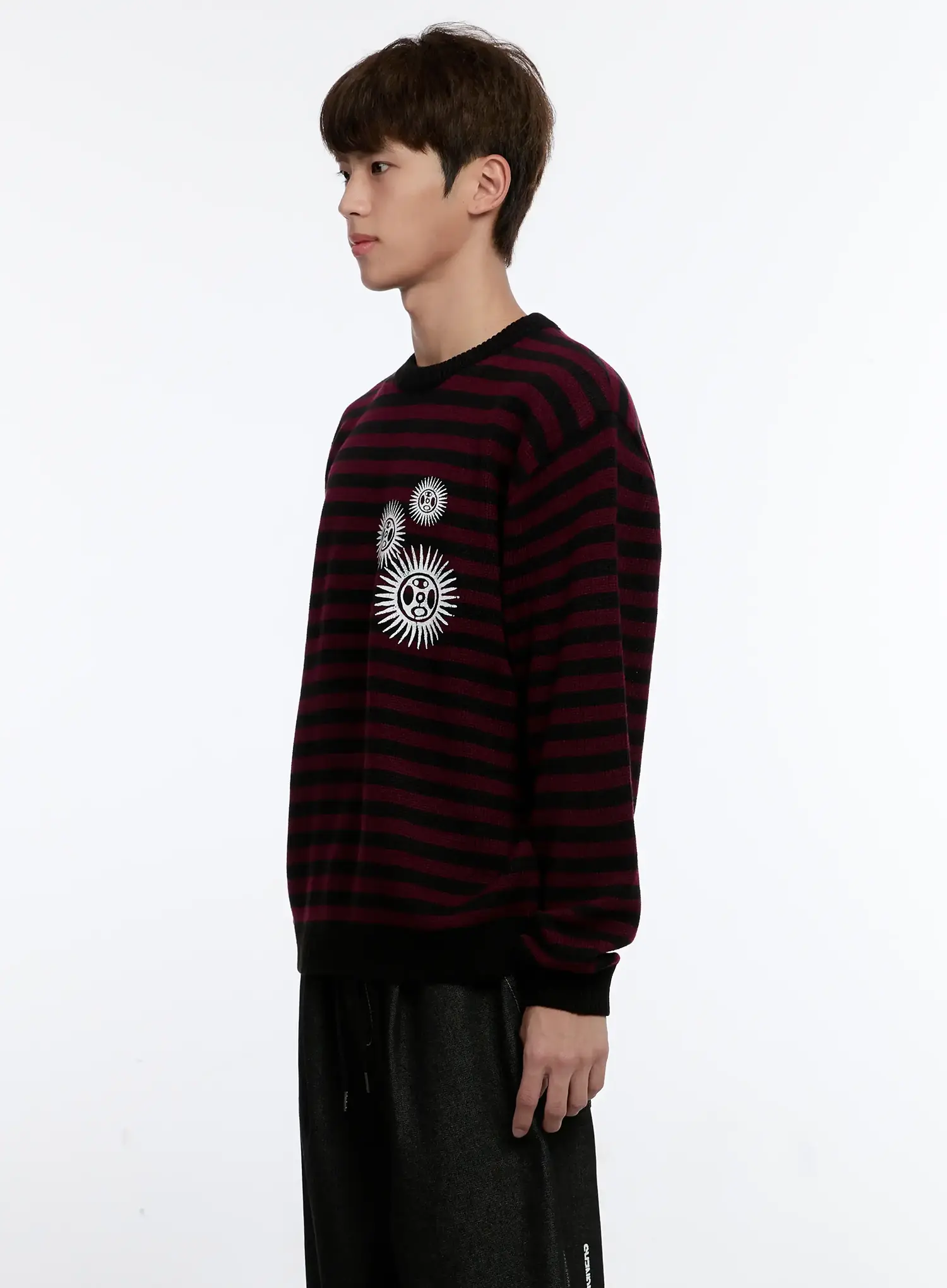 Men's Sunburst Striped Knit Sweater IS529 - Image 4